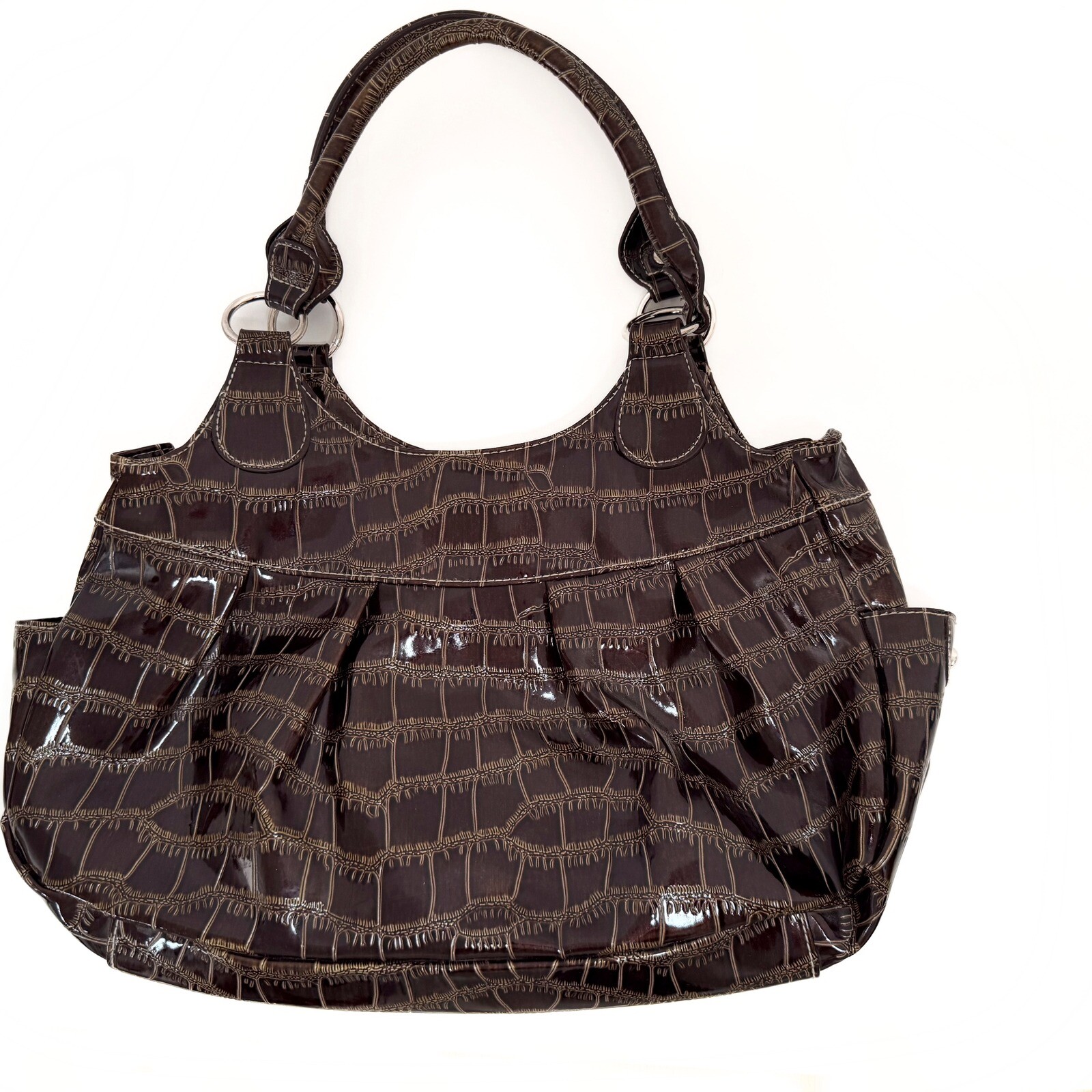 Sag Harbor Satchel Bag Faux Crocodile Leather Shoulder Bag Purse