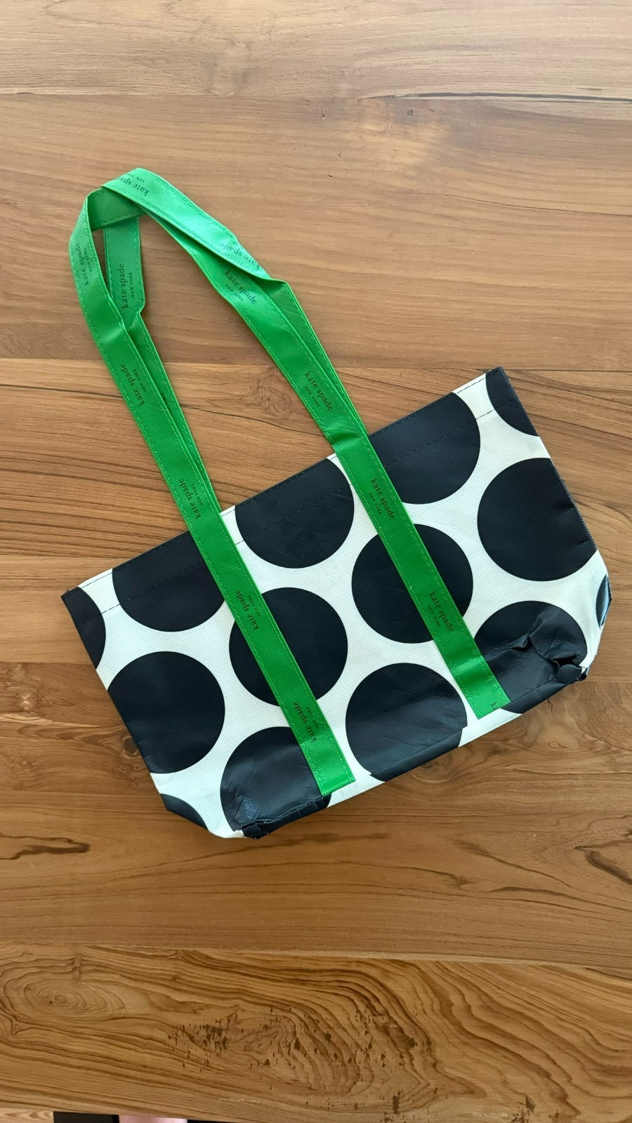 Lot of 35 Kate Spade New York Reusable Black Green Polka Dot Shopping Bag Small