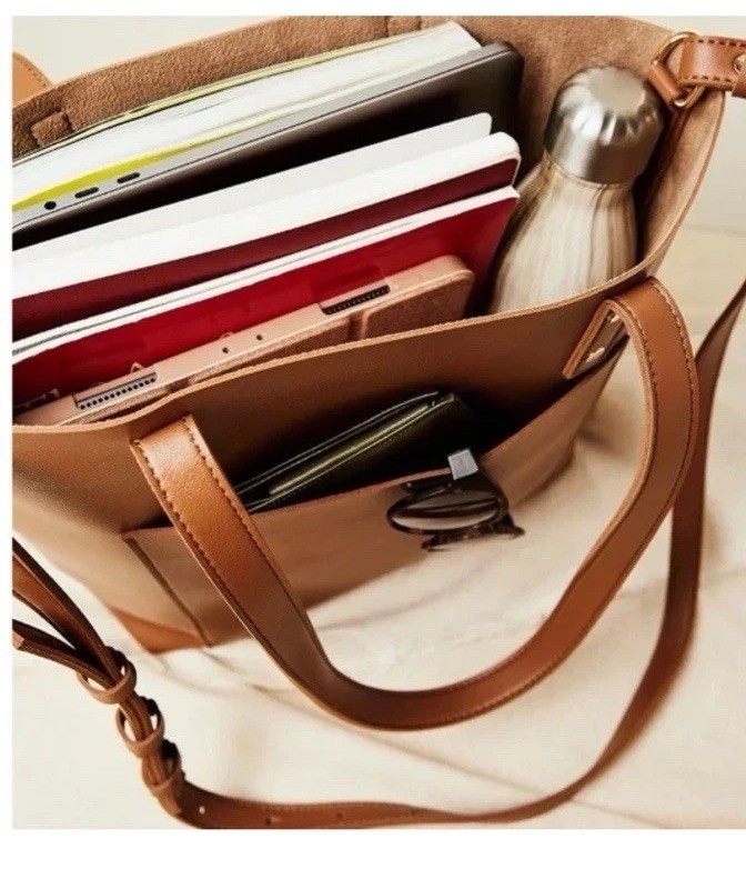 Henny Lev Women’s Tote Handbag Vegan Leather, Brown Henny + Lev