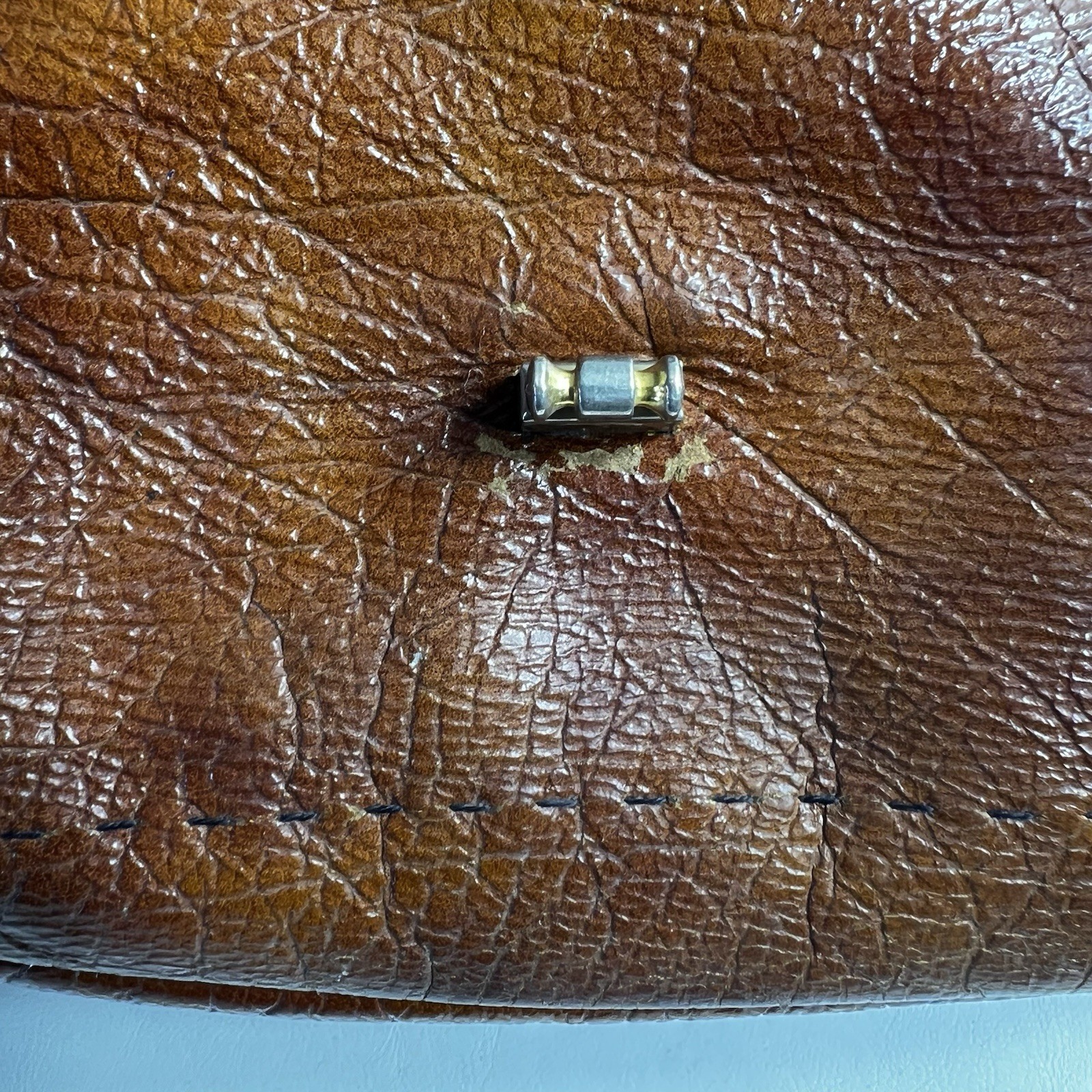 VINTAGE 70’s Genuine Leather Shoulder Bag Gold Hardware Chunky Buckle Closure