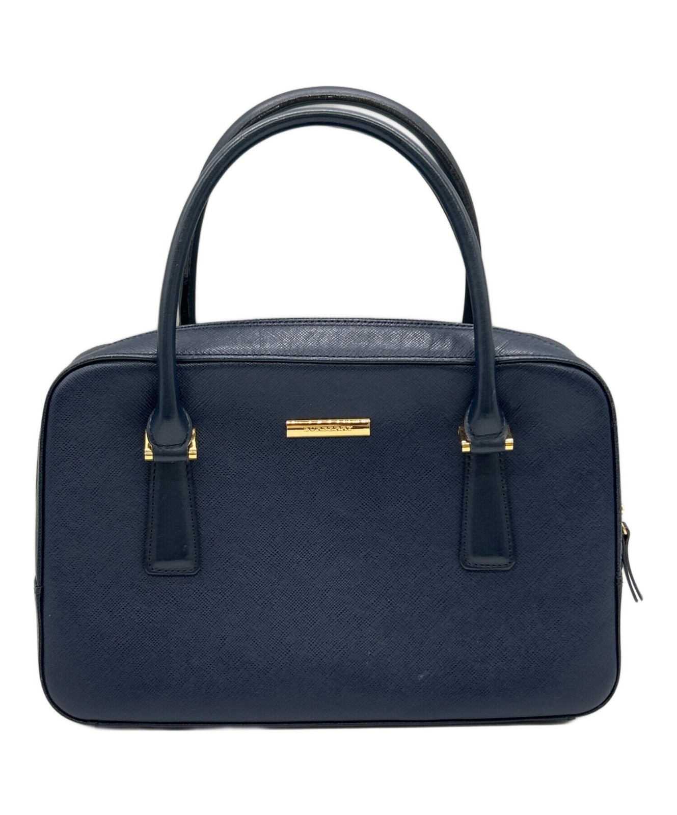 BURBERRY Handbag Navy Nova Check Lining With Logo Plate From Japan