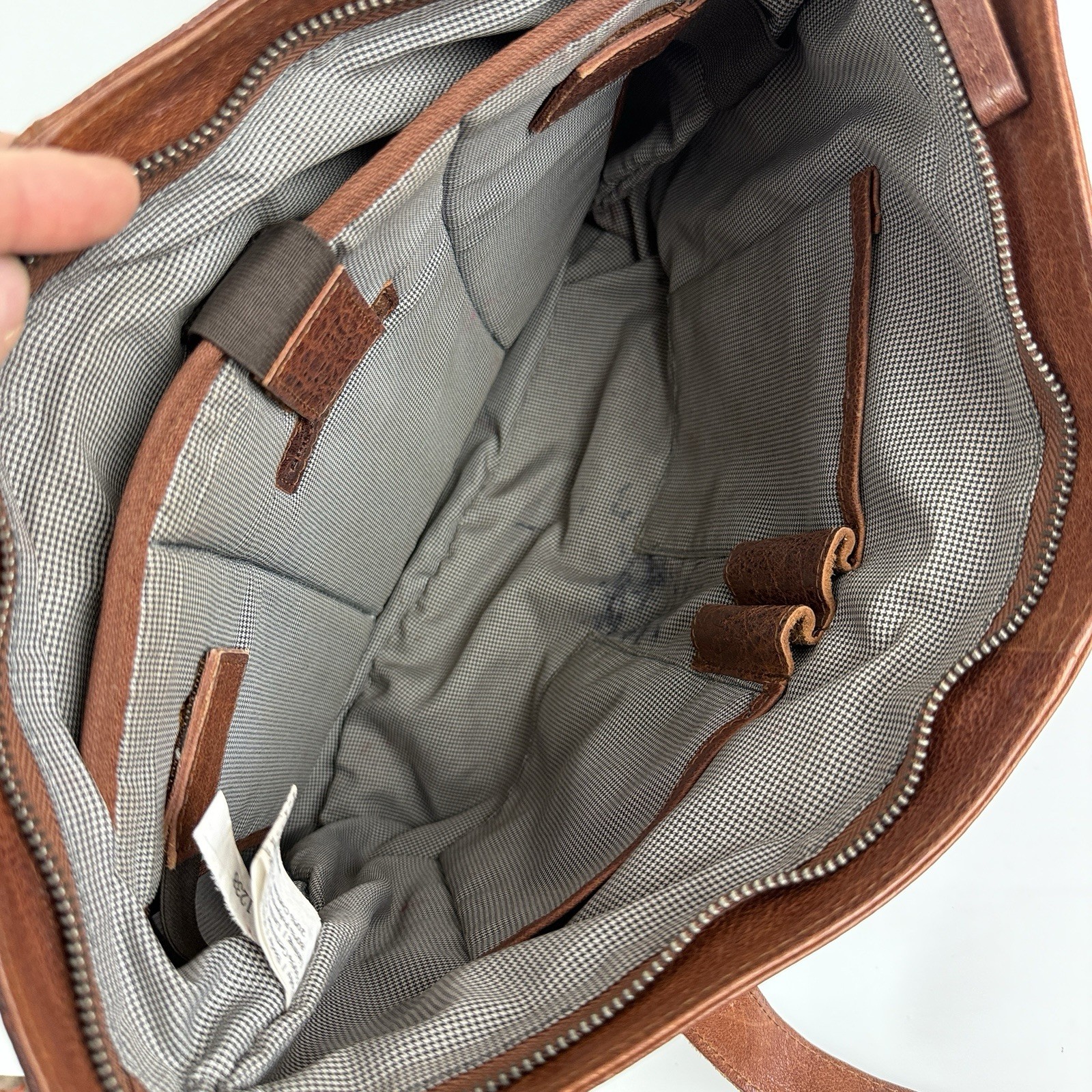 Spikes & Sparrow brown genuine leather laptop shoulder bag various pockets