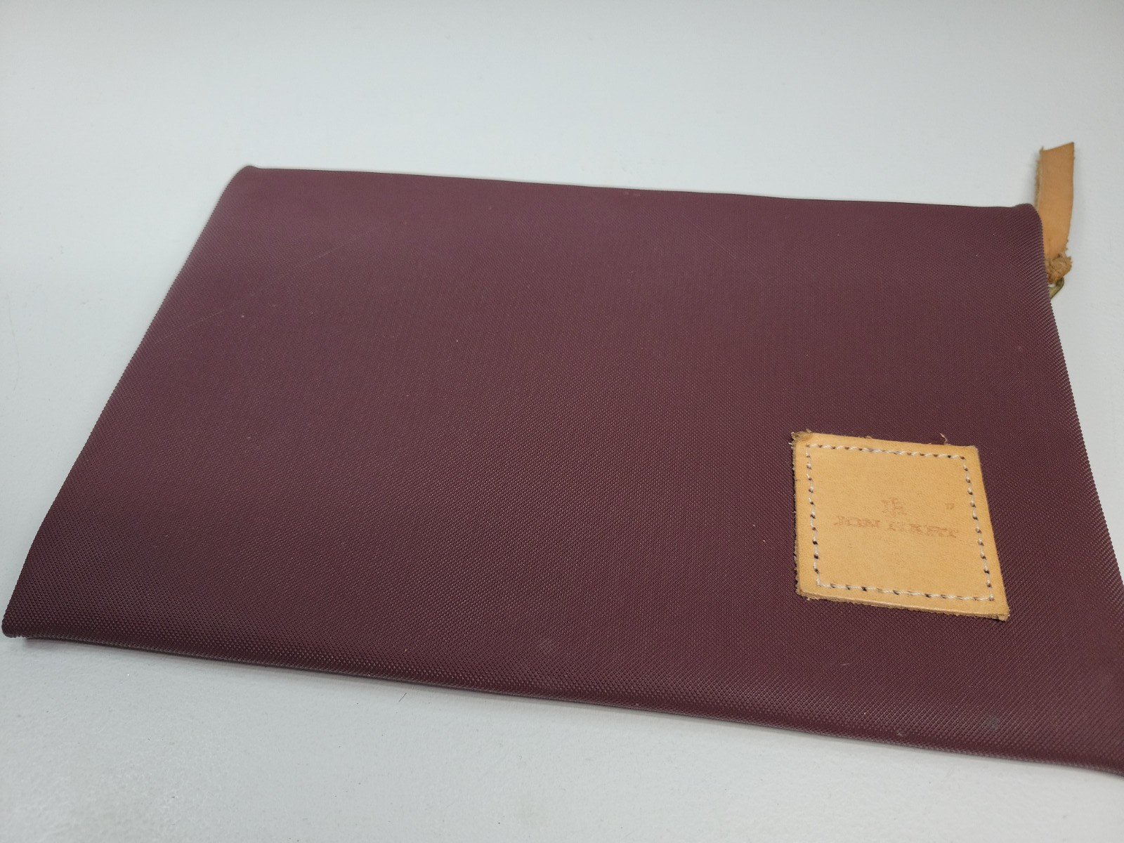 Jon Hart 8.5″ X 5.5″ Brown Coated Canvas Leather Trim Cosmetic Bag Pouch