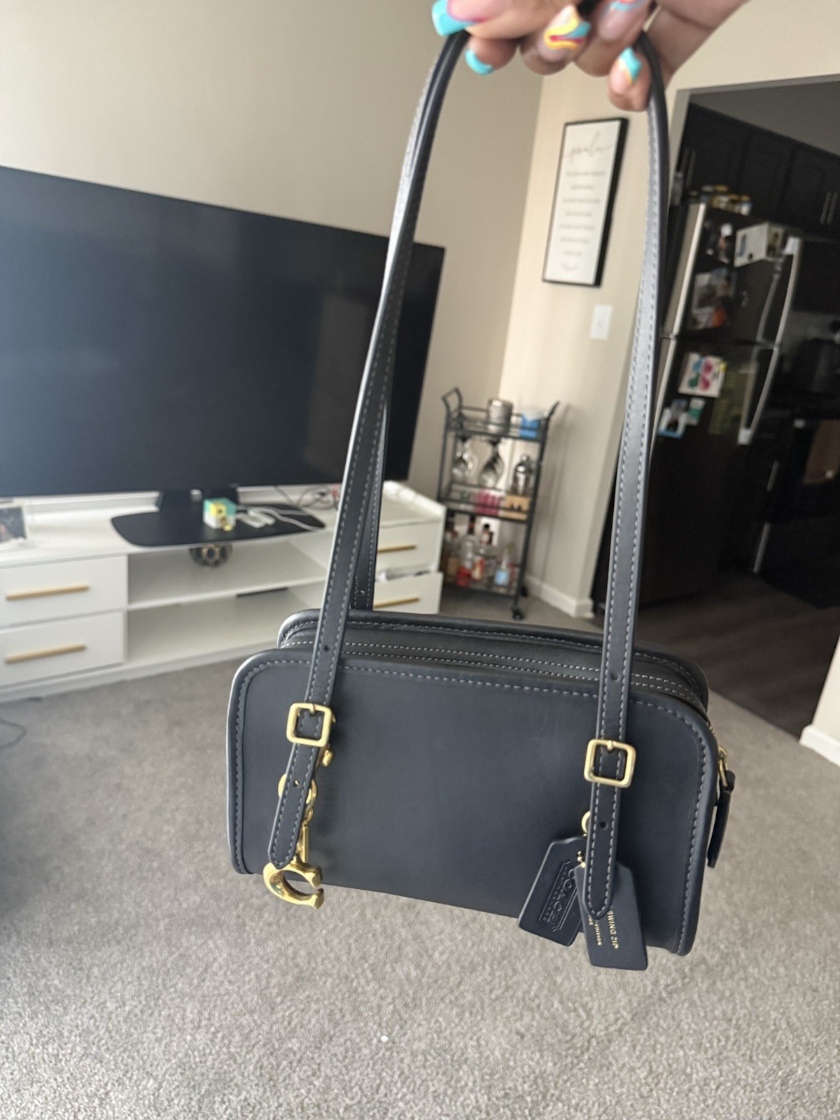COACH Swing Zip Bag 20 Shoulder Bag In Leather/Brass/Black CAM45 NWT