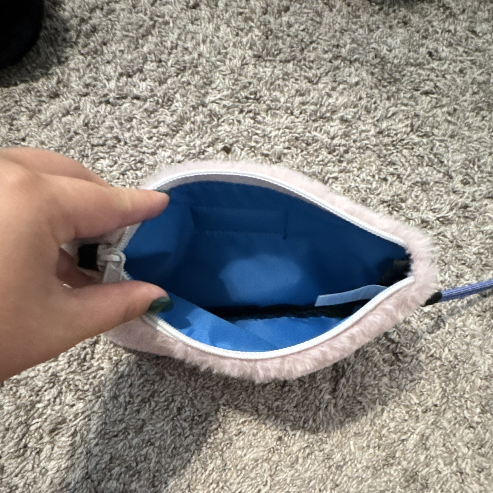 KAVU Pink Zip Wristlet Pouch w/ Blue Wrist Strap