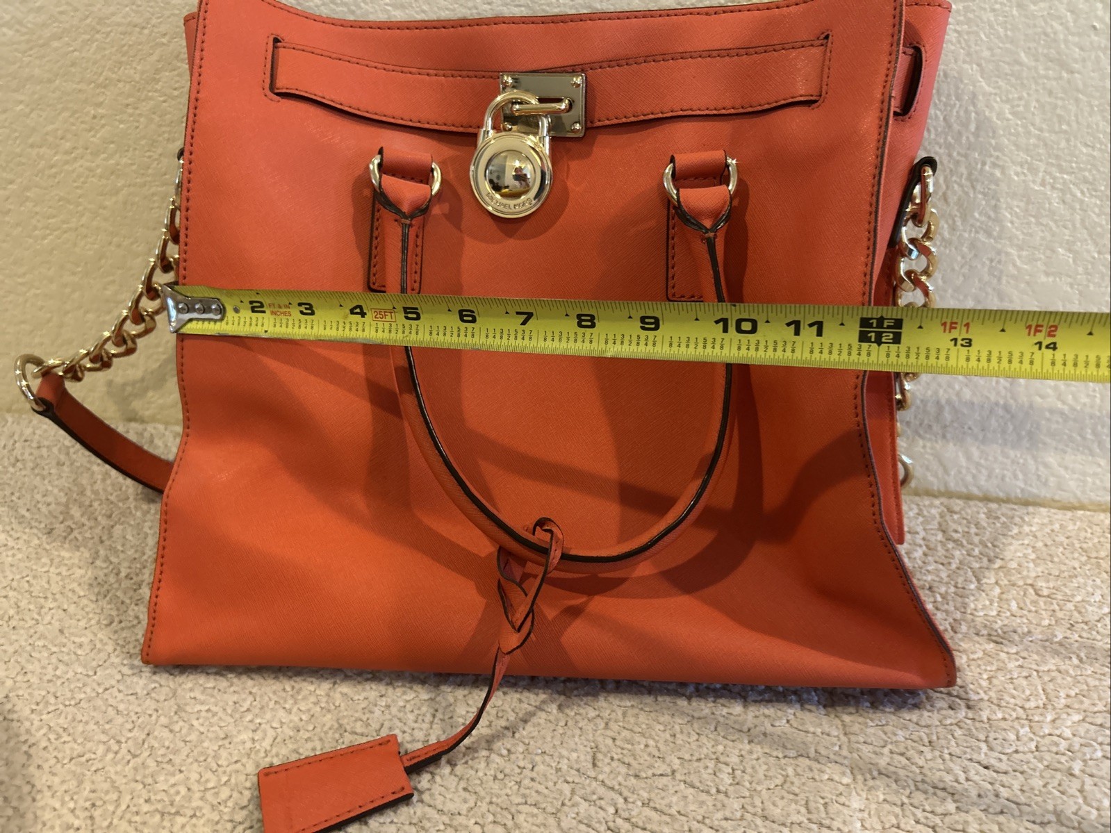 Michael Kors Hamilton Large Satchel Classic Design Mandarin/Gold Navy/Gold