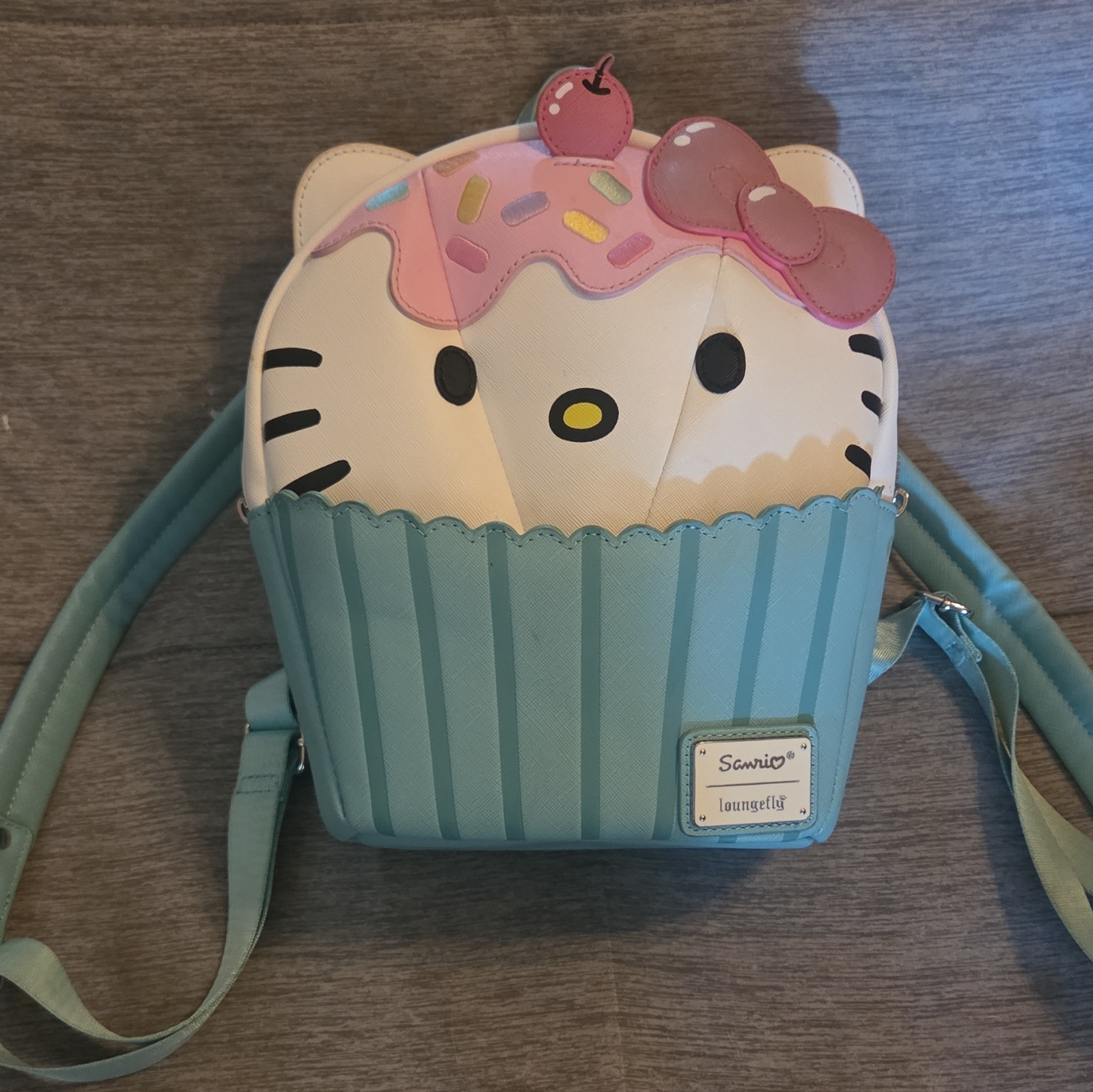 Loungefly Sanrio Hello Kitty Cupcake Mini Backpack Blue White Pink Zip Straps