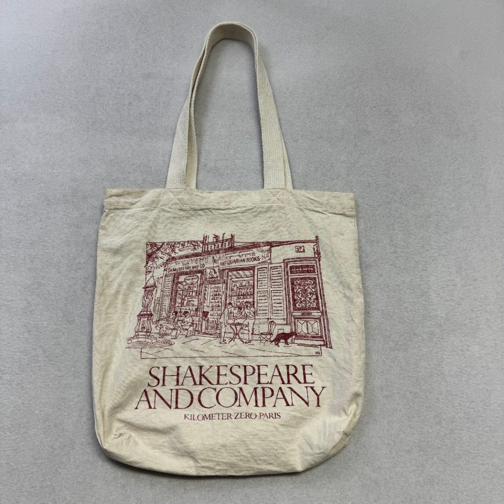 Shakespeare and Company Burgundy Facade Tote Bag Canvas Paris Bookstore Biblioph