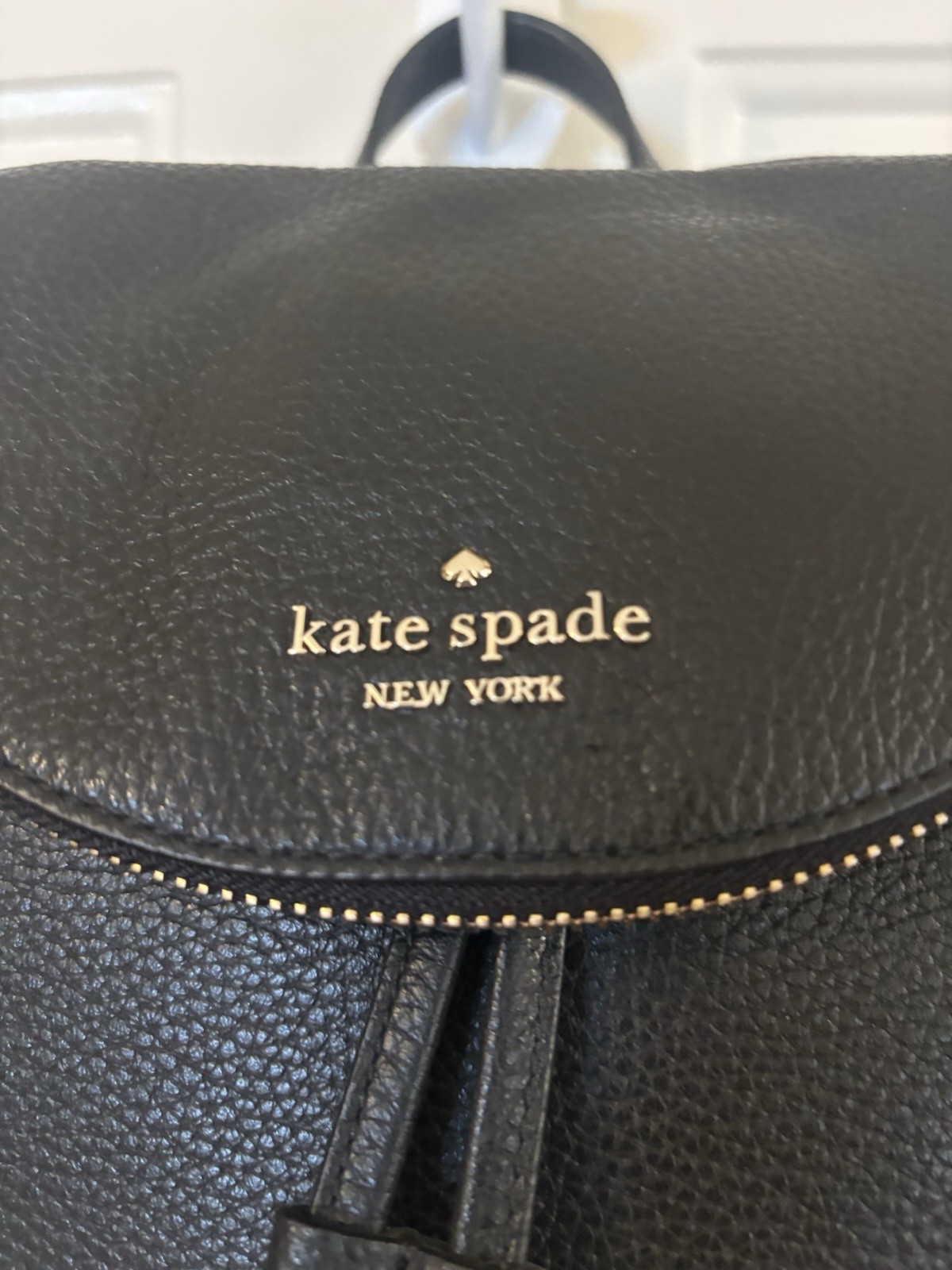 Kate Spade Leila Medium Flap Backpack Black Pebbled Leather Drawstring Handbag