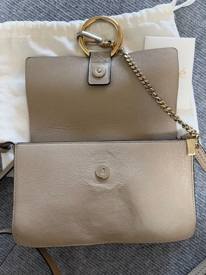 CHLOE Faye Suede Calfskin Small Faye Gold Hardware Shoulder Bag With Dust Bag