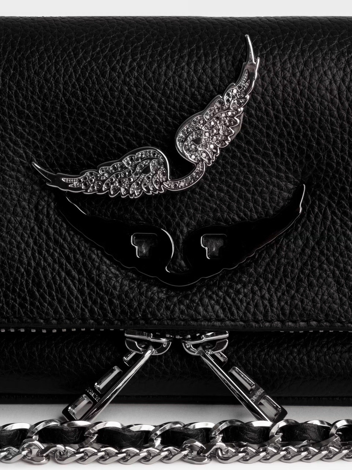 Zadig & Voltaire Rock Nano Swing Your Wings Black Grained Crossbody Bag