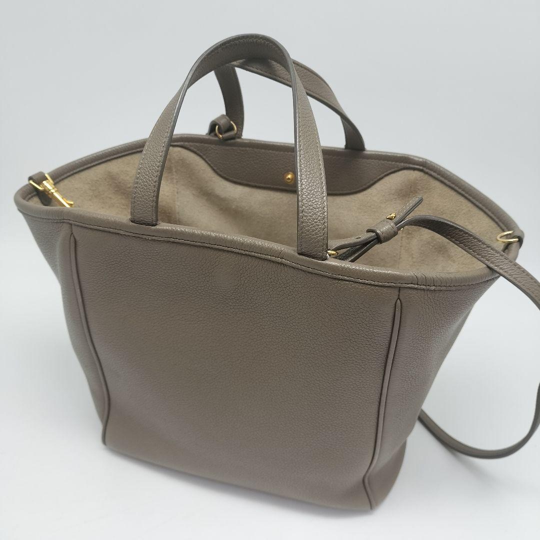 CELINE 2way Bag Leather Small Fold Cabas Taupe