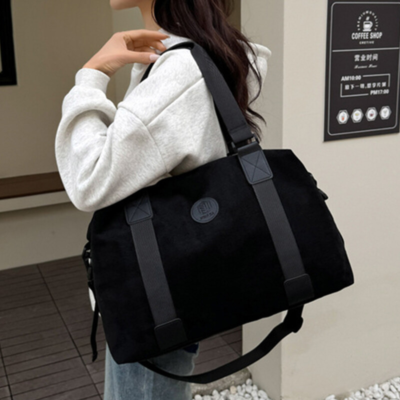 Unisex Travel Bag Storage Tote Suede Handbags Large Capacity Portable Gym Zipper