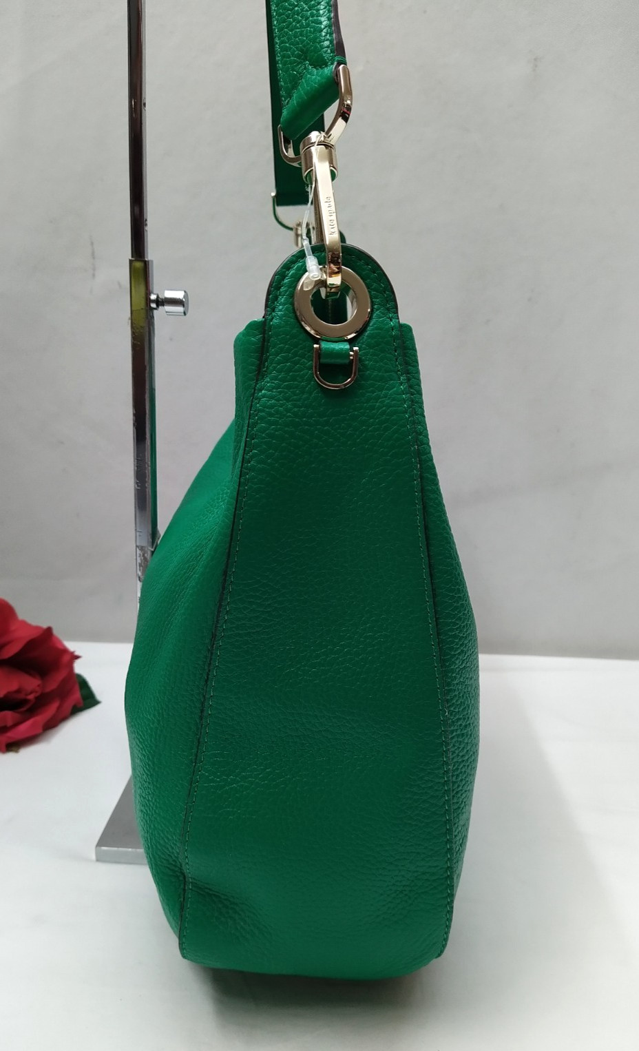 Kate Spade New York Green Pebbled Leather Zipper Closure Hobo Shoulder Bag