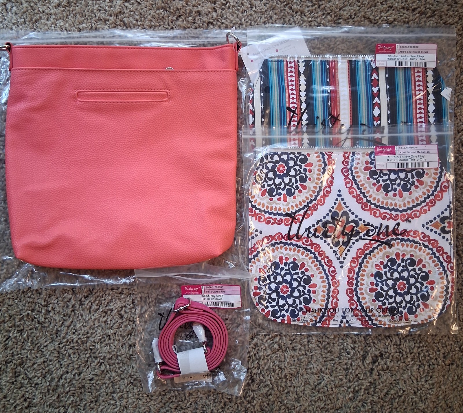 Thirty One Studio 31 Modern Purse Bag Strap 2 interchangeable Flaps All New