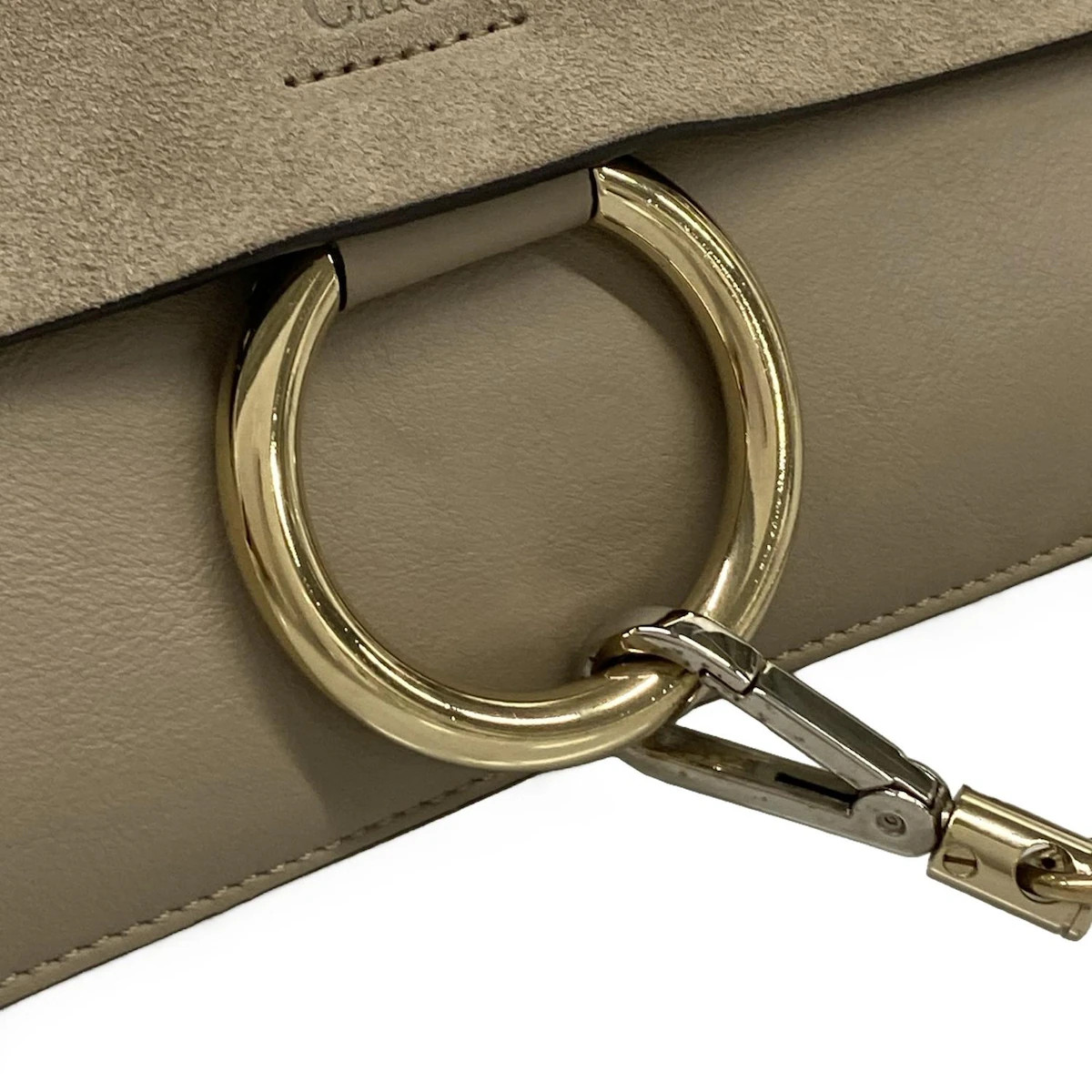 Chloe Faye Small Shoulder Bag 3S1127-H2O Gray Beige Leather Suede Shoulder Bag
