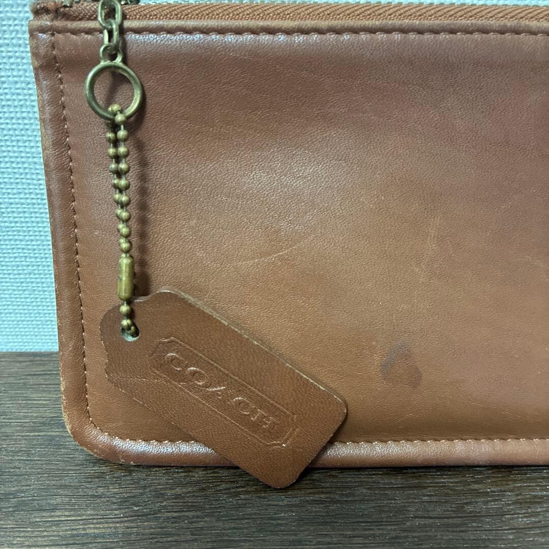 COACH Chunky Case Slim Pouch Vintage Leather Brown Hang Tag Auth