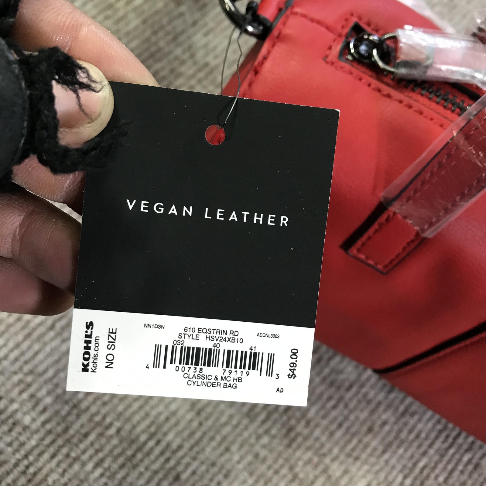 Simply Vera Vera Wang Cylinder Bag Womens Red Vegan Leather Crossbody Handbag