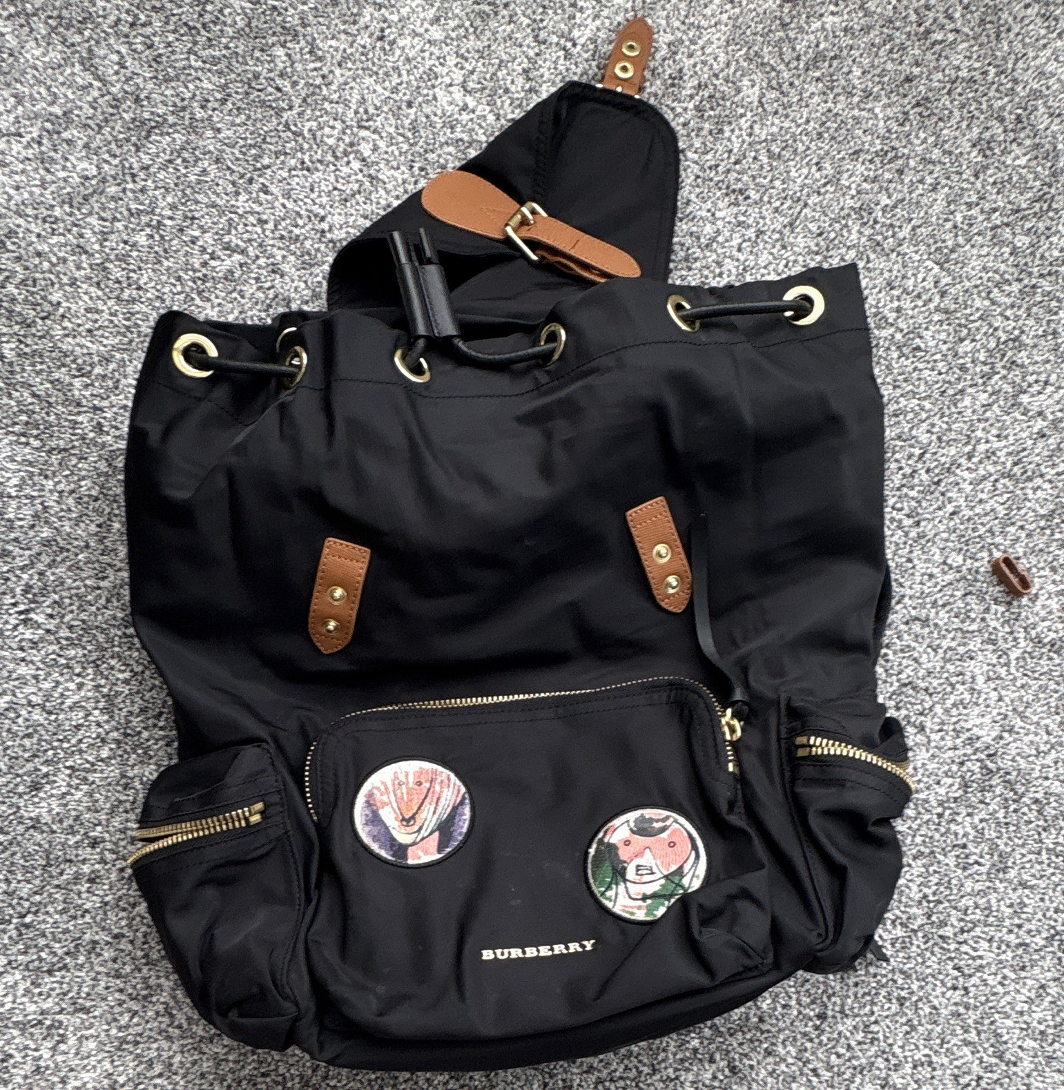 Burberry Pre-Owned Authentic Backpack Black Nylon Free Tracking Shipping