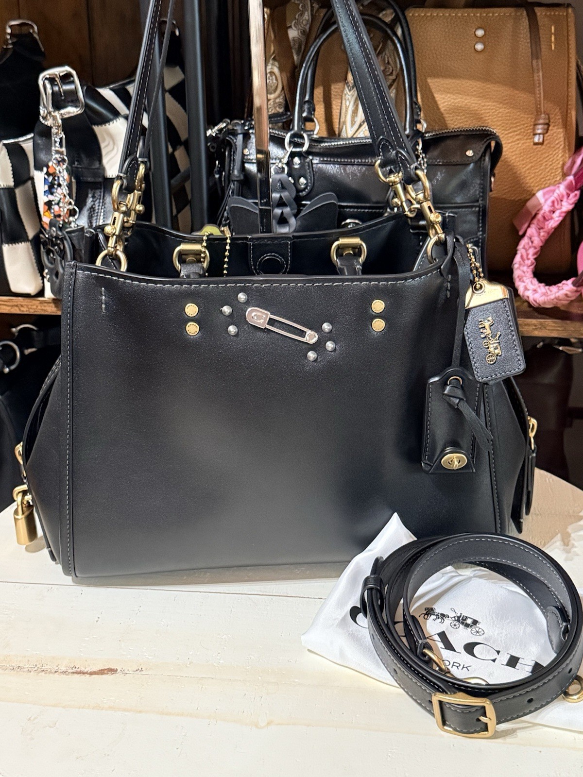 Coach Black Rogue 31 Shoulder Bag With Added Coach Create pins.