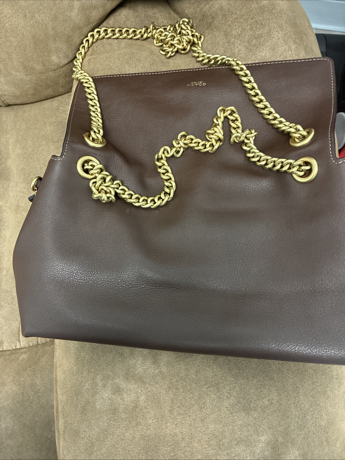 COACH Chelsea Shoulder Bag 30 With Chain In Leather CDS61 Brass/Maple NWT