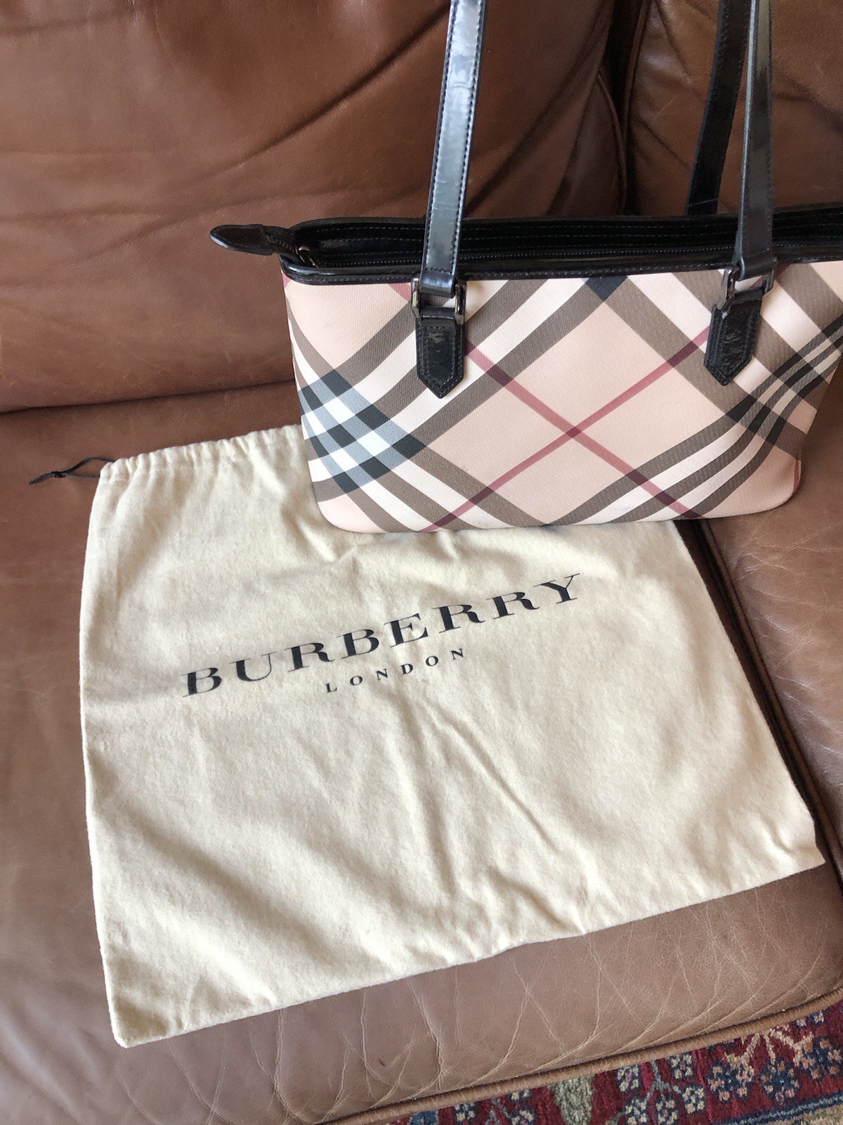 Burberry Haymarket Tote & Dust Bag Authentic made In China
