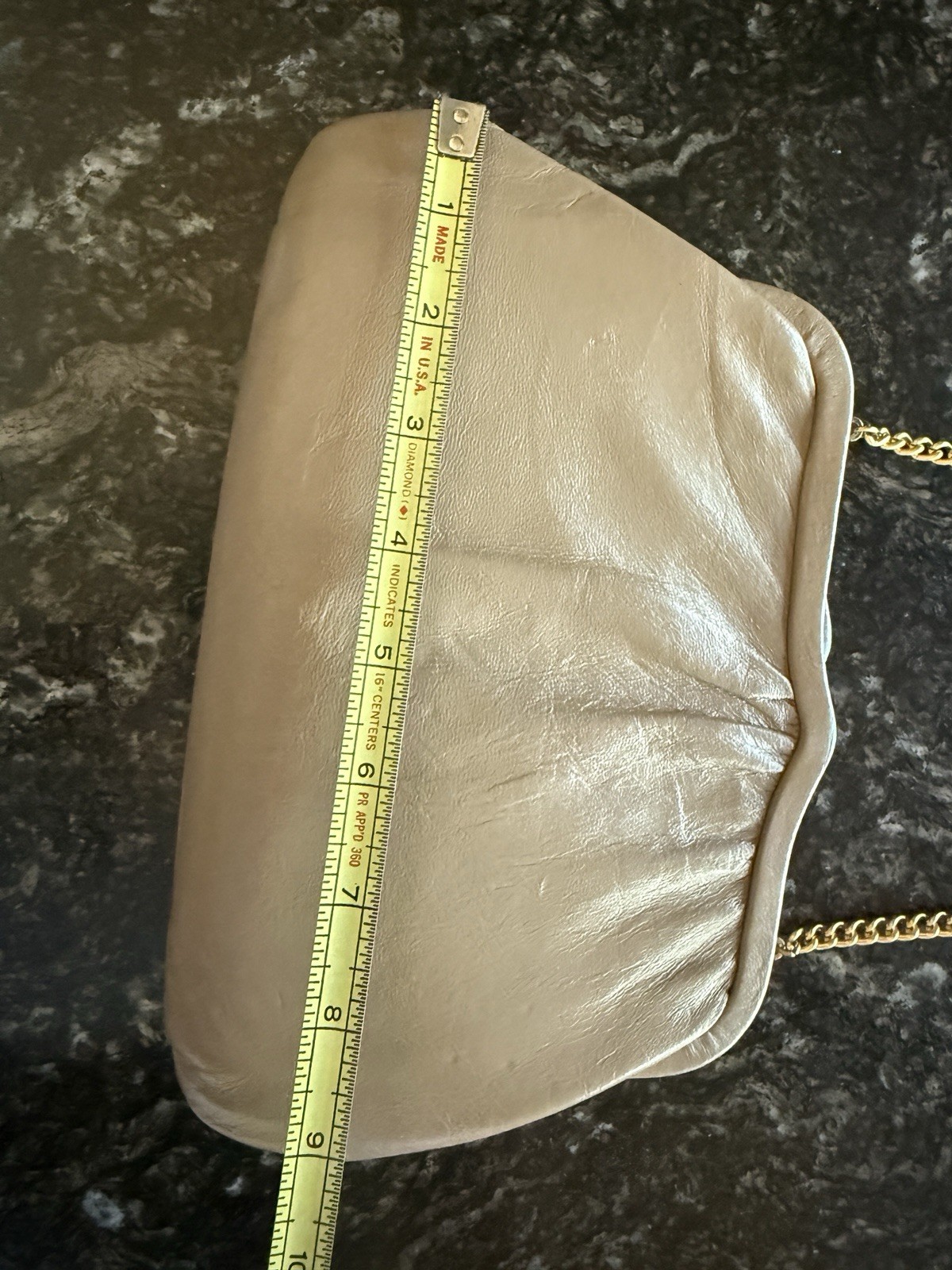Vintage Taupe Leather Handbag Beige Convertible Clutch