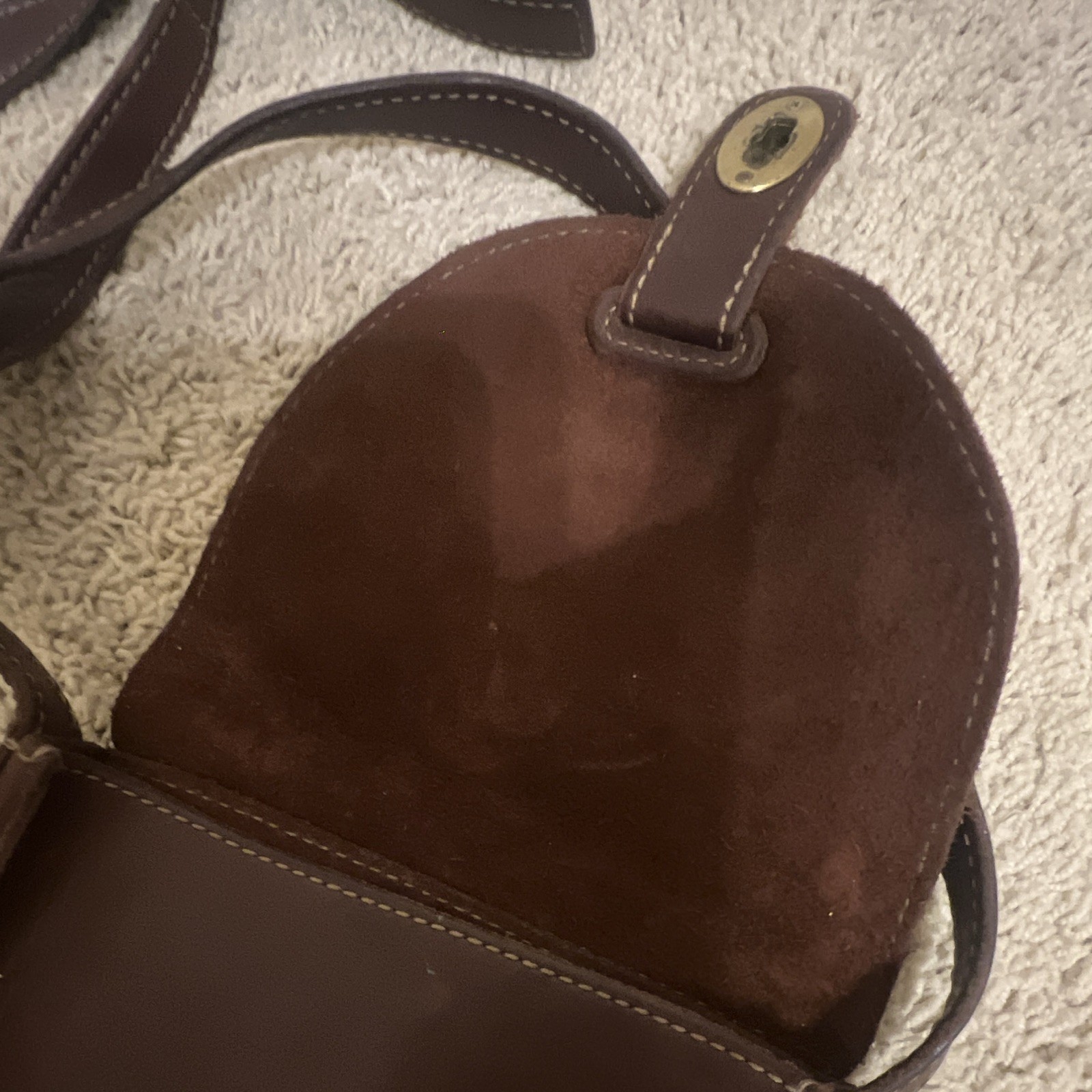 Vintage Fossil Brown Leather Saddle Crossbody Bag Brass Turn Lock Adj Strap