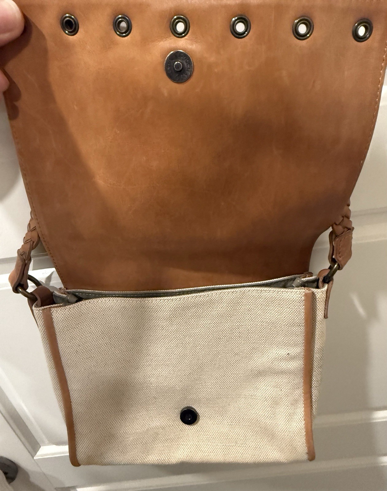 Kate Moss for Longchamp Vintage Brown Leather Crossbody Bag with Braided Strap