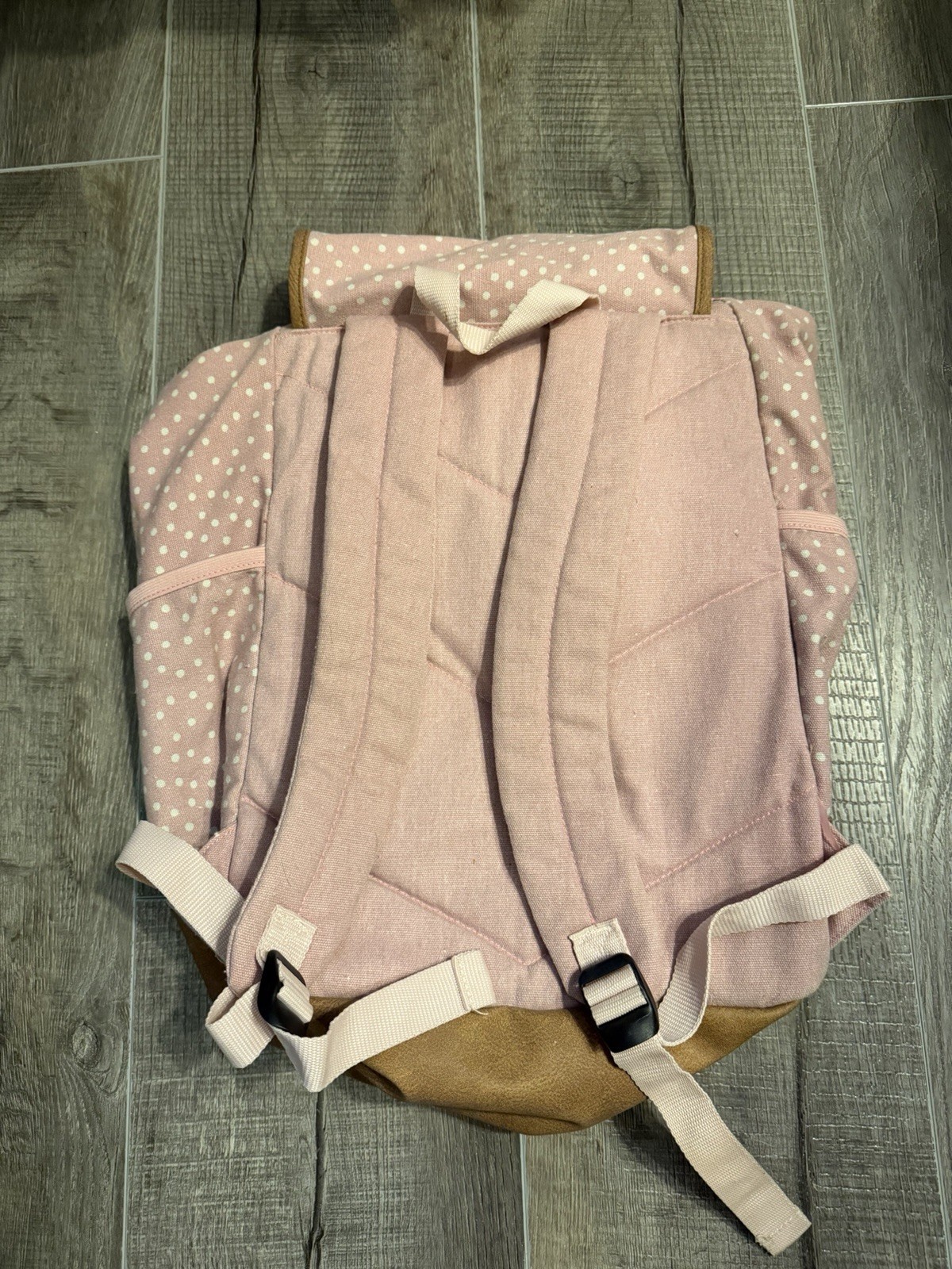 Trailmaking Pink And White Polka Dot Canvas Bag With Faux Leather Base