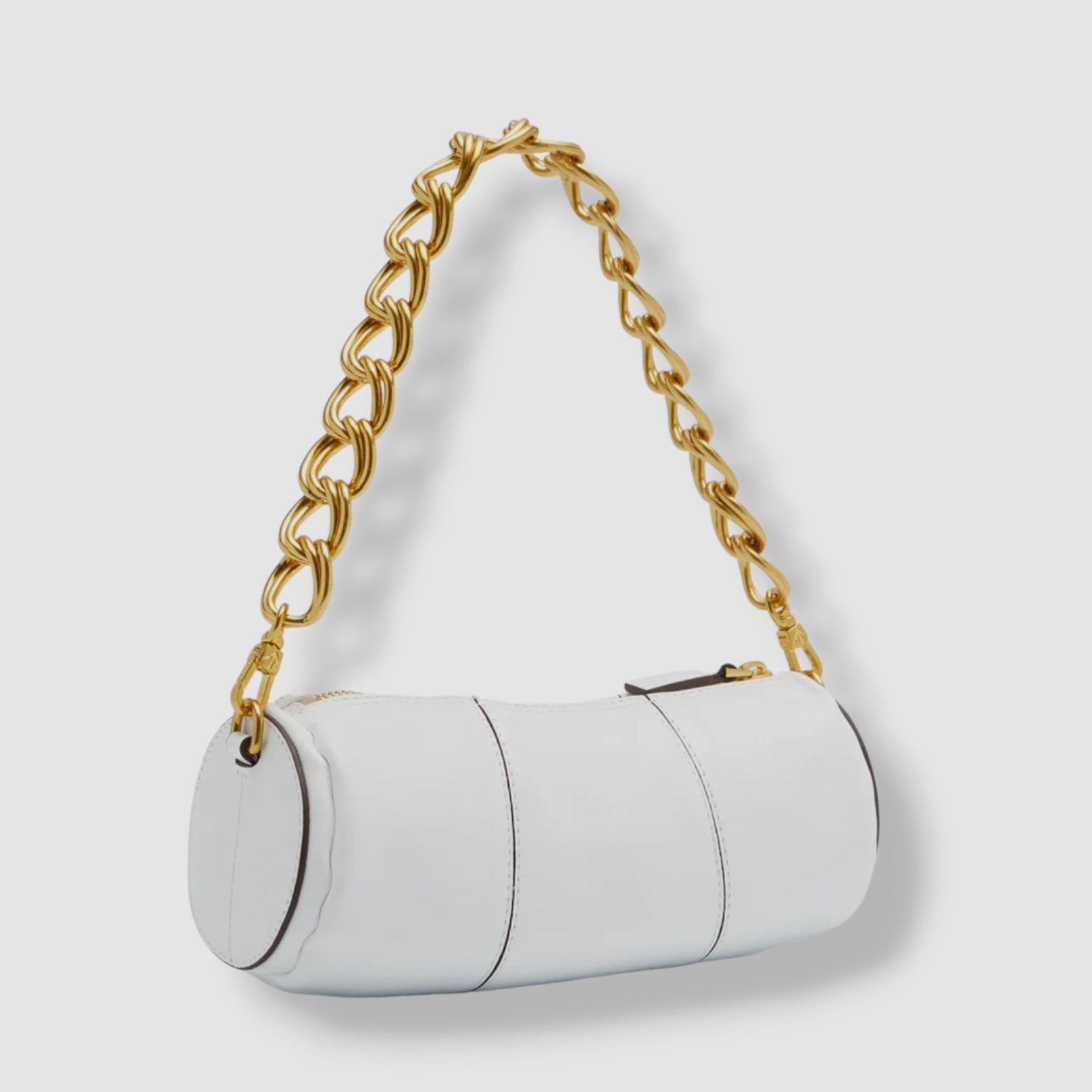 $426 Manu Atelier Women’s White XX Mini Cylinder Logo Leather Shoulder Purse Bag