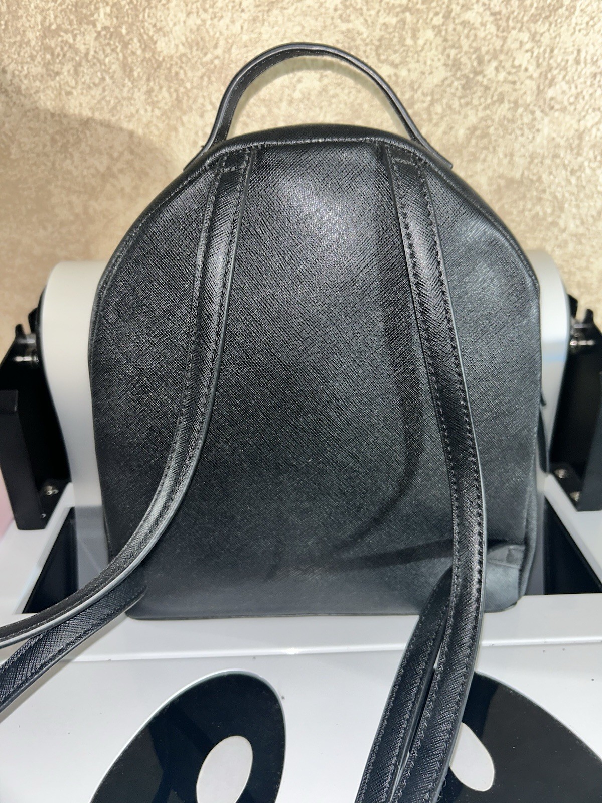 Kate Spade New York Black Glitter Accent Small Mini Backpack Zip Top Handle