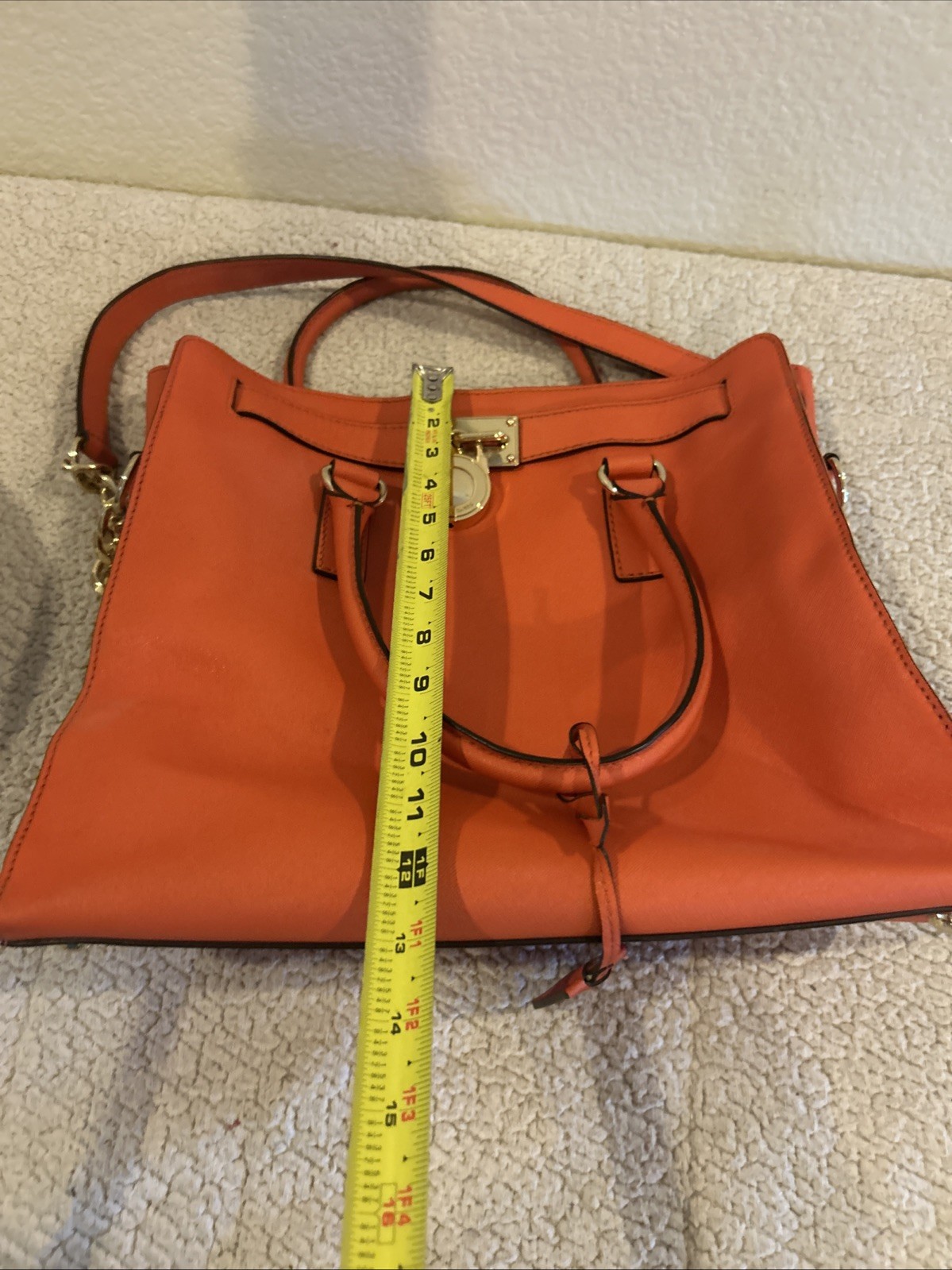 Michael Kors Hamilton Large Satchel Classic Design Mandarin/Gold Navy/Gold