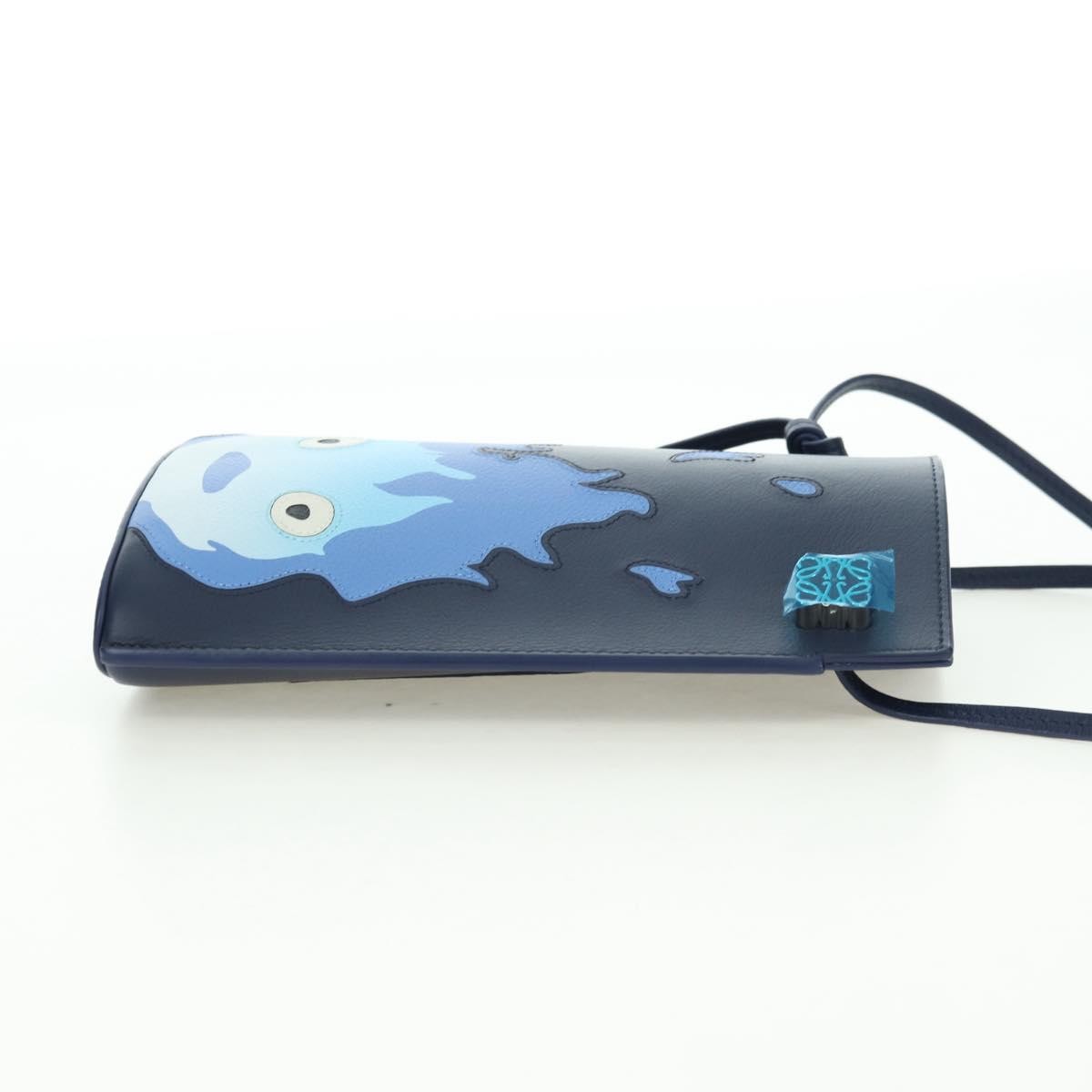 LOEWE × Ghibli Howl’s Pebble Dice Pocket Calcifer Bag Leather Navy Auth 167…