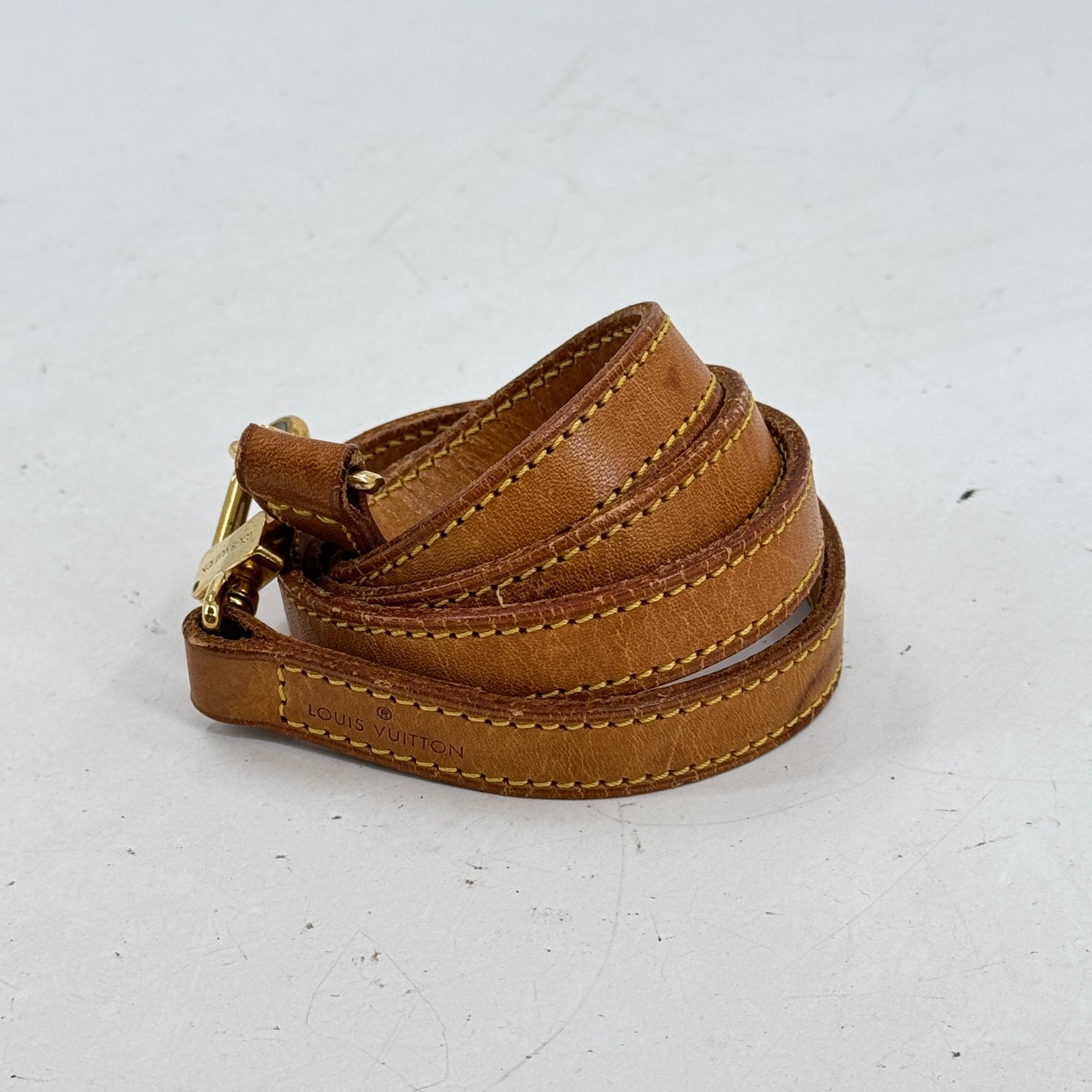 LOUIS VUITTON Non-Adjustable Shoulder Strap Vachetta Leather Gold Tone Clasp