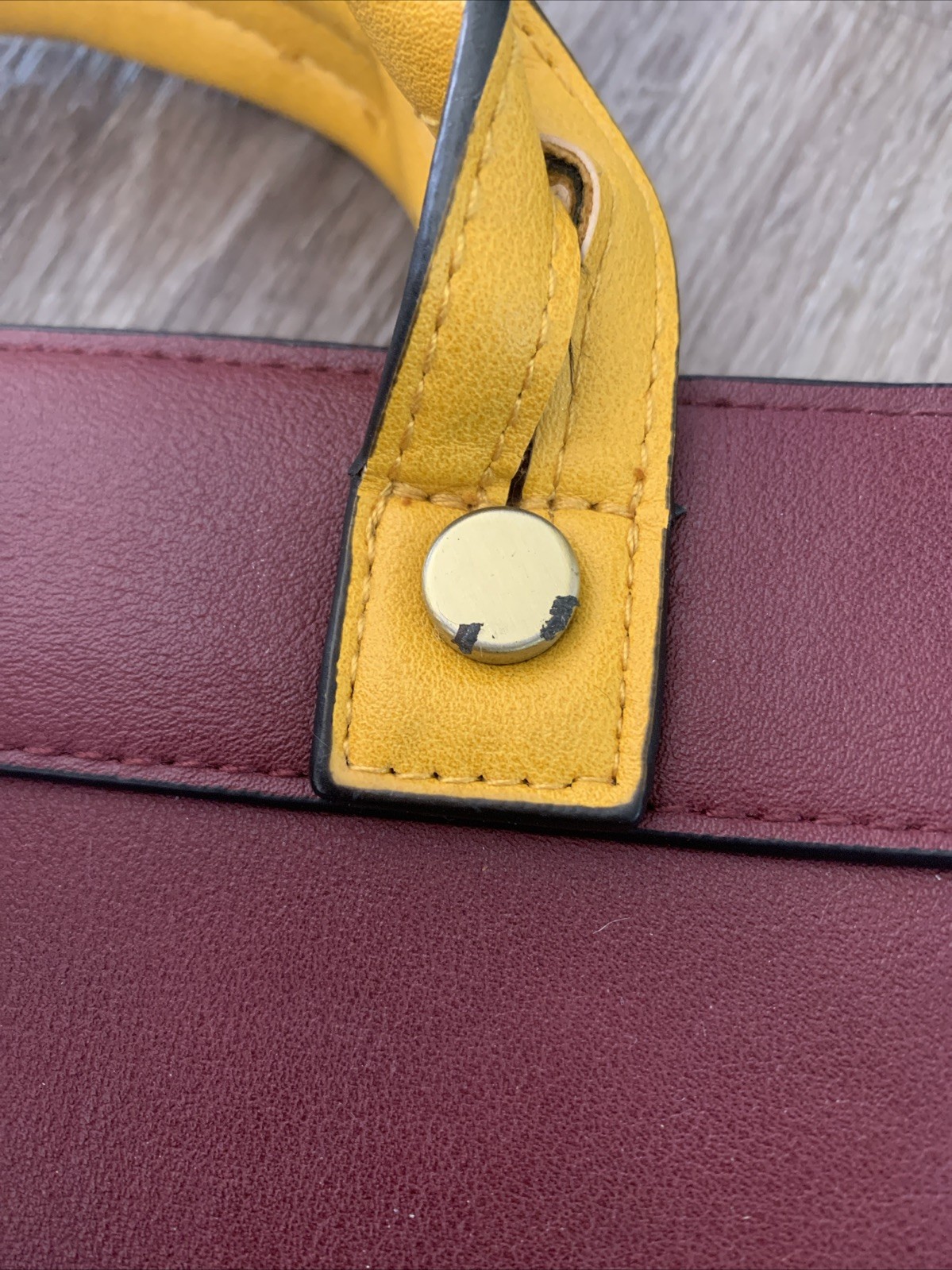 HAYDEN HARNETT DAKOTA VEGAN LEATHER BURGUNDY YELLOW CROSSBODY SATCHEL