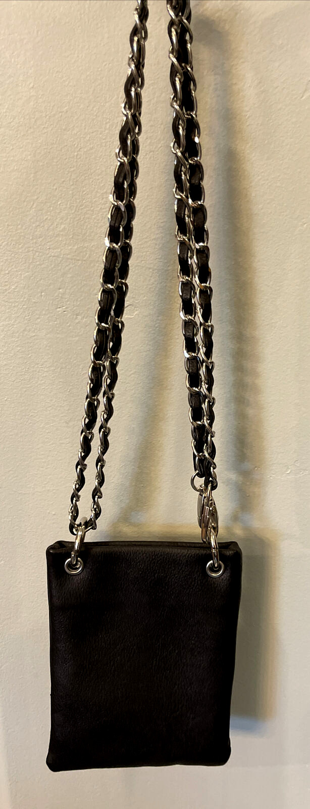 Black Faux Leather Studded Crossbody Purse Rhinestone Cross Biker New!