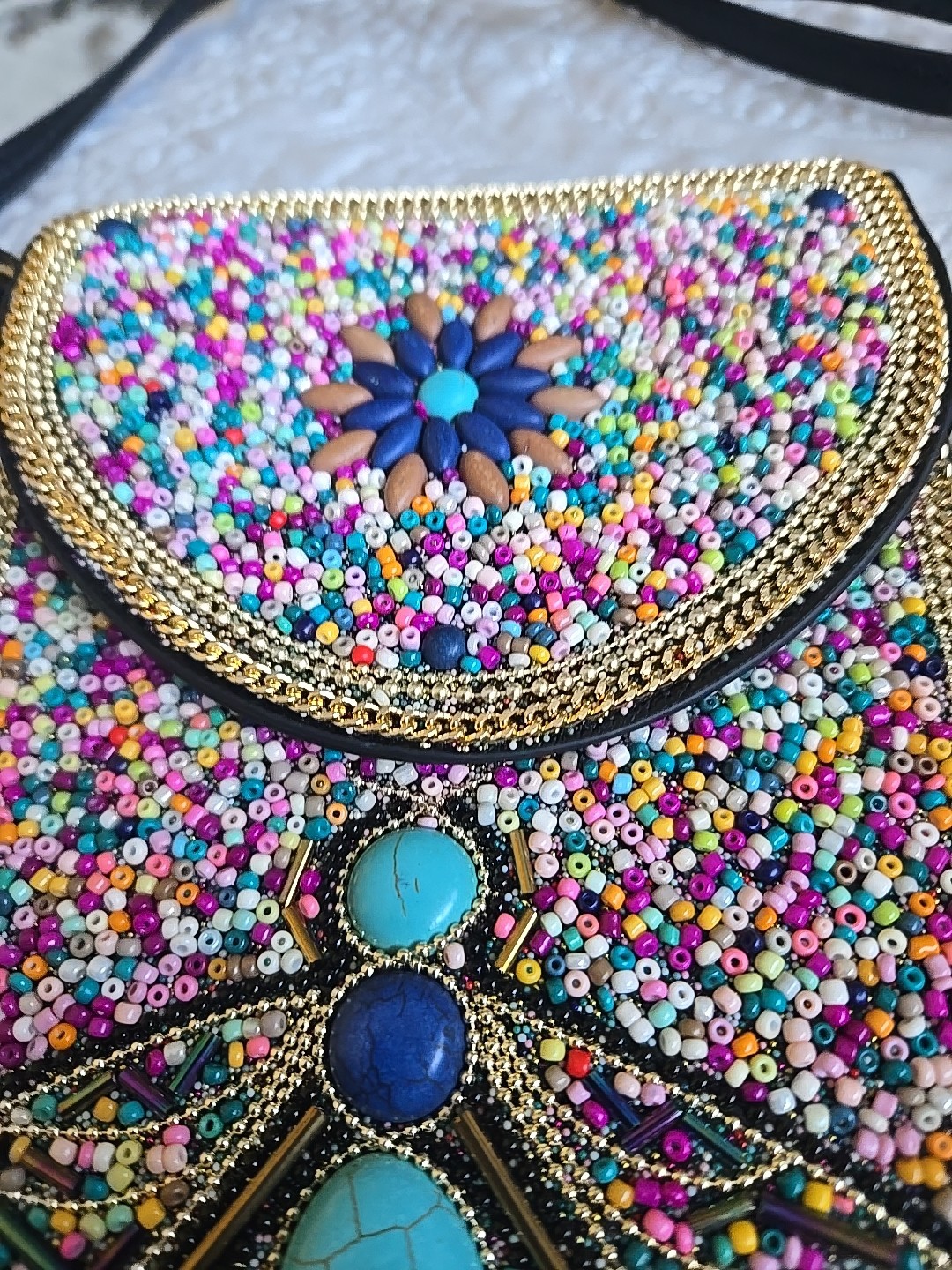 Coco + Carmen Artisan Beaded Crossbody Dragonfly Wallet Purse Vegan Leather New