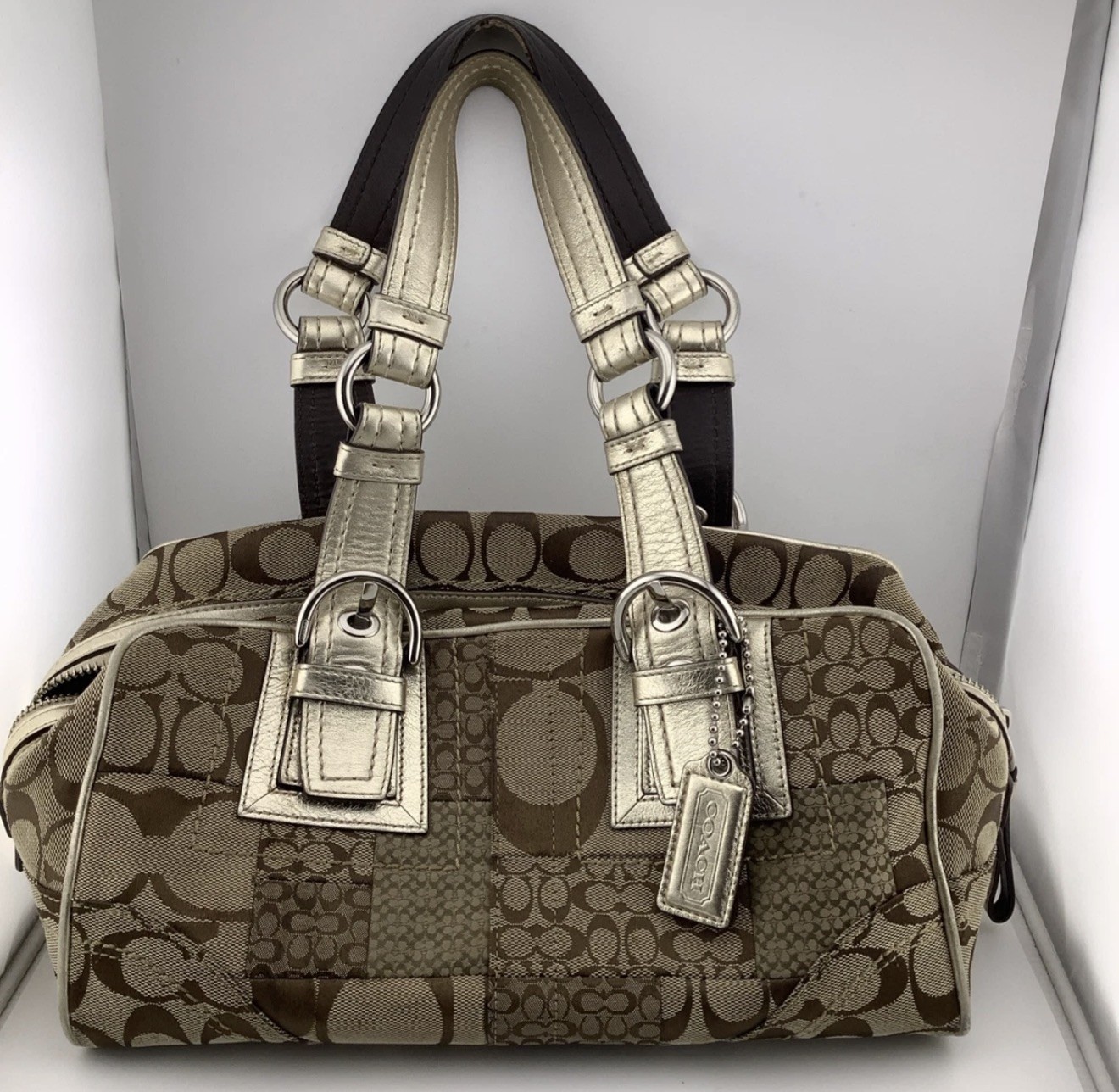 Coach Soho F12317 Signature Patchwork Satchel Mia Vintage Y2K Canvas Metallic