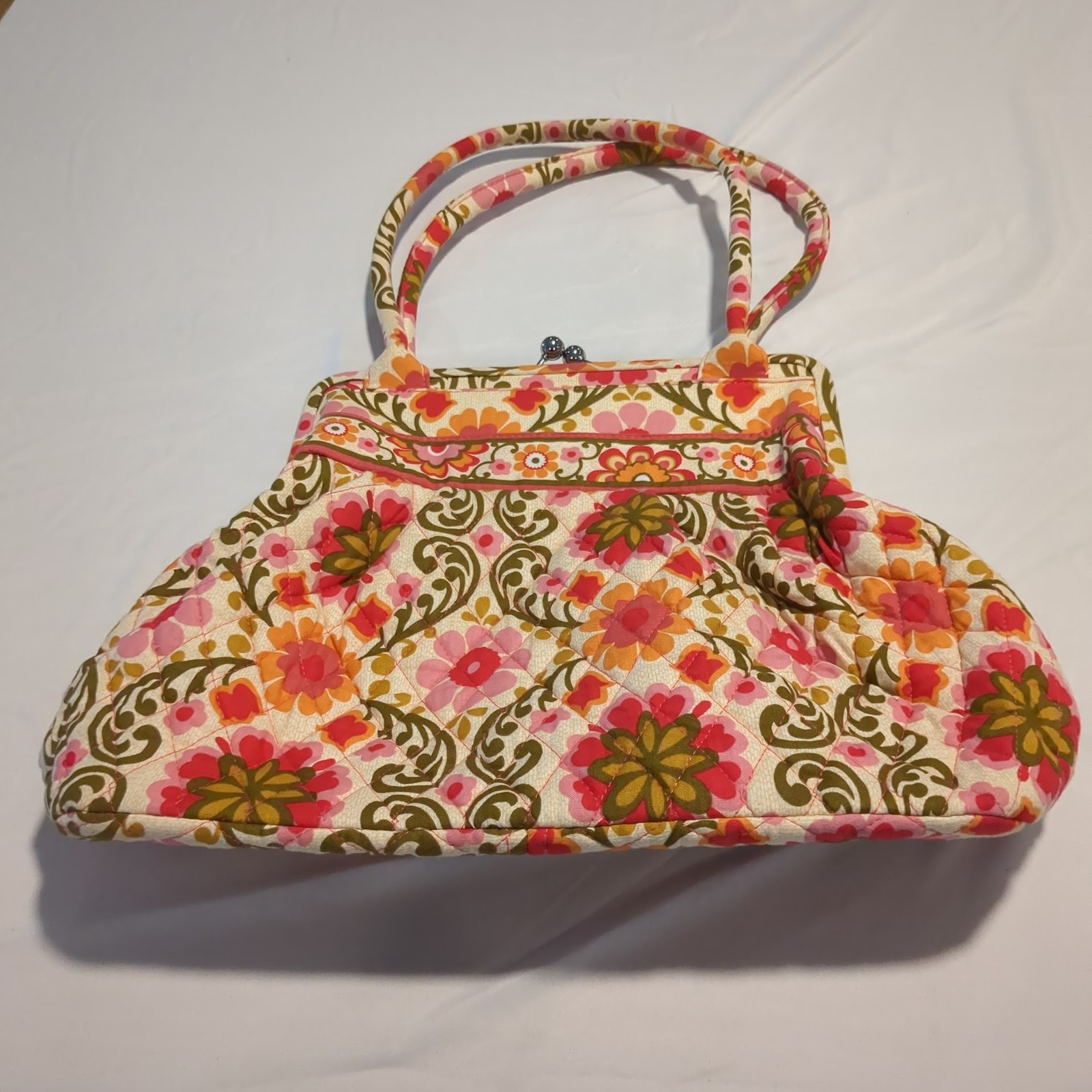 Vera Bradley Quilted Floral Kiss Lock Handbag Purse Multi-Color Tote Bag Women’s