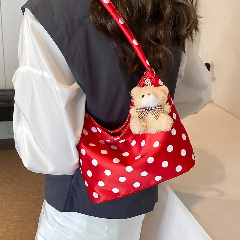 1pcs pure color polka dot shoulder bag fashion armpit bag bucket bag