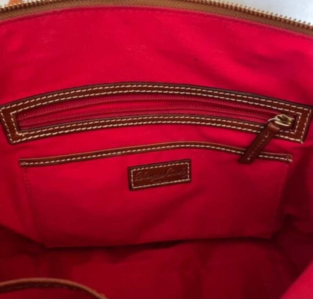 Dooney & Bourke Bordeaux Pebbled Maxine Tote Zip Closure Tassels EUC