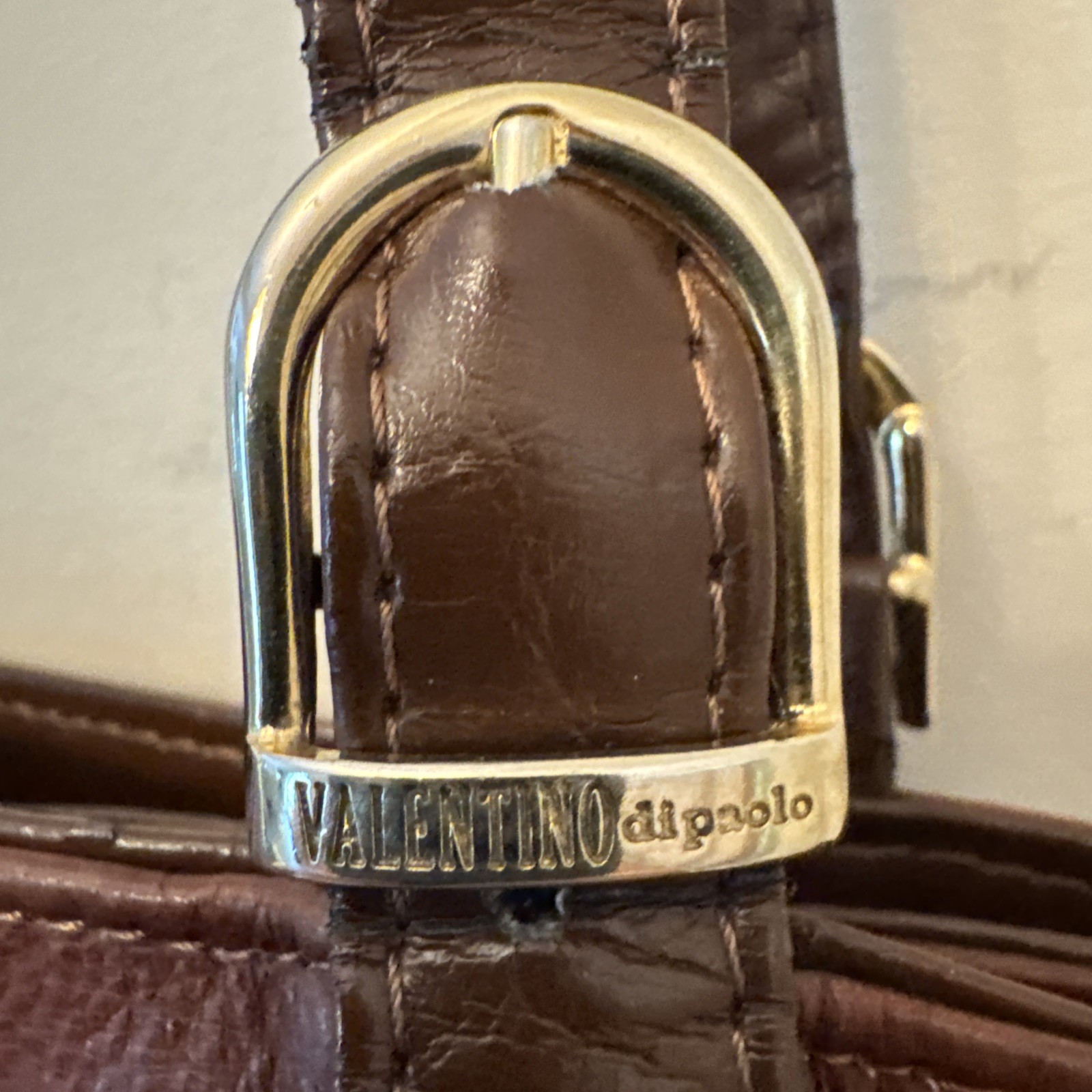 Valentino Di Paolo Brown Leather Shoulder Bag Handbag Purse Italy 12×14
