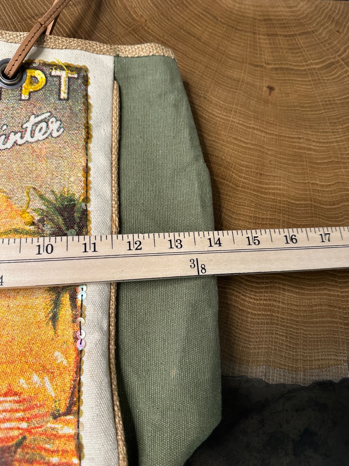 VTG FIELD GEAR GRAPHIC EGYPT THIS WINTER CANVAS TOTE LEATHER STRAPS