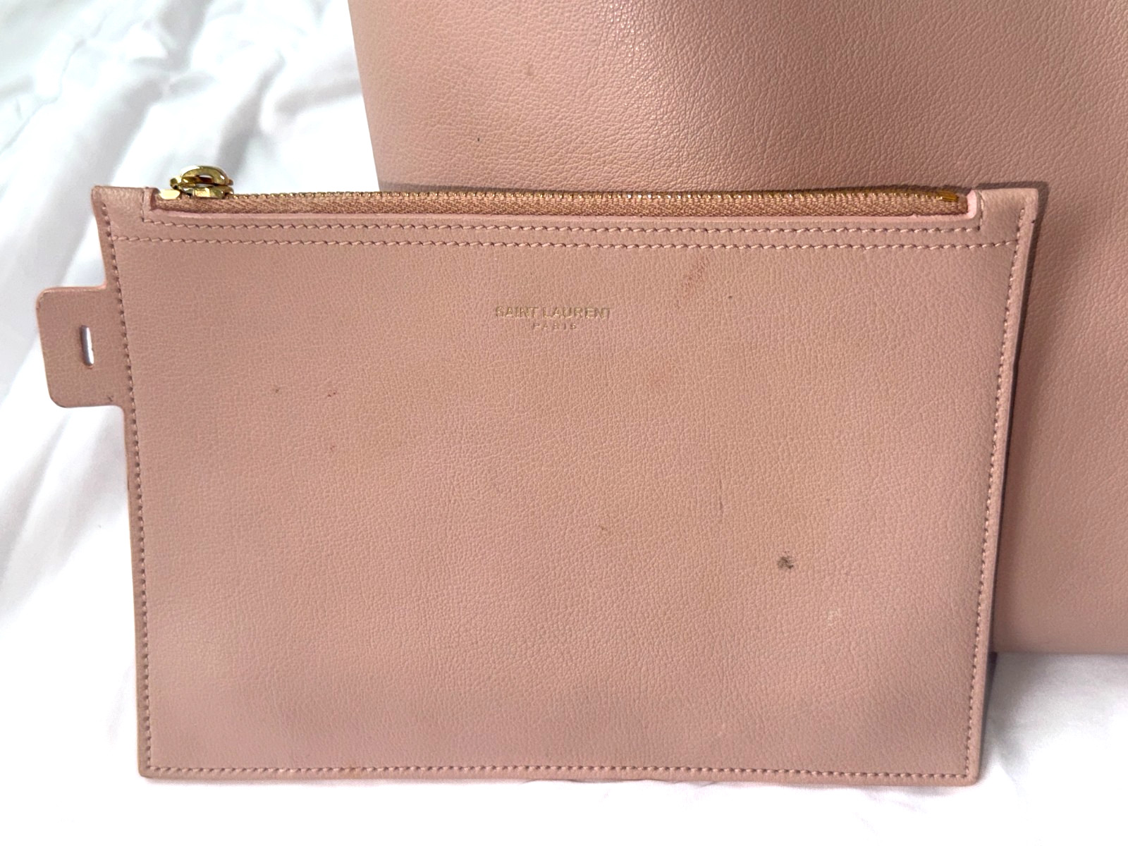YVES SAINT LAURENT Calfskin Large Shopping Tote Pale Blush