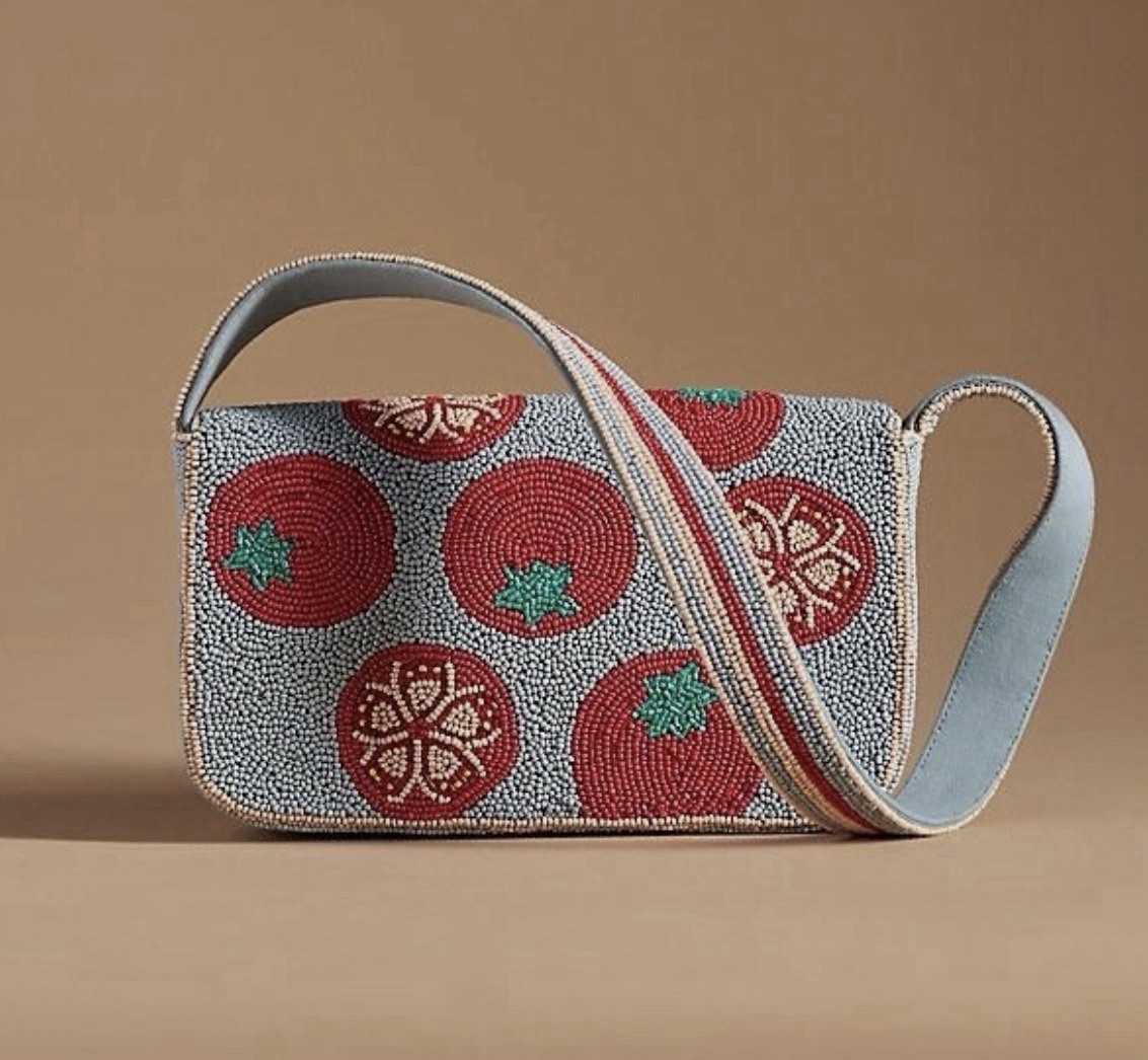 Anthropologie Maeve The Fiona Beaded Bag Wallet SET Food & Drink Edition Tomato