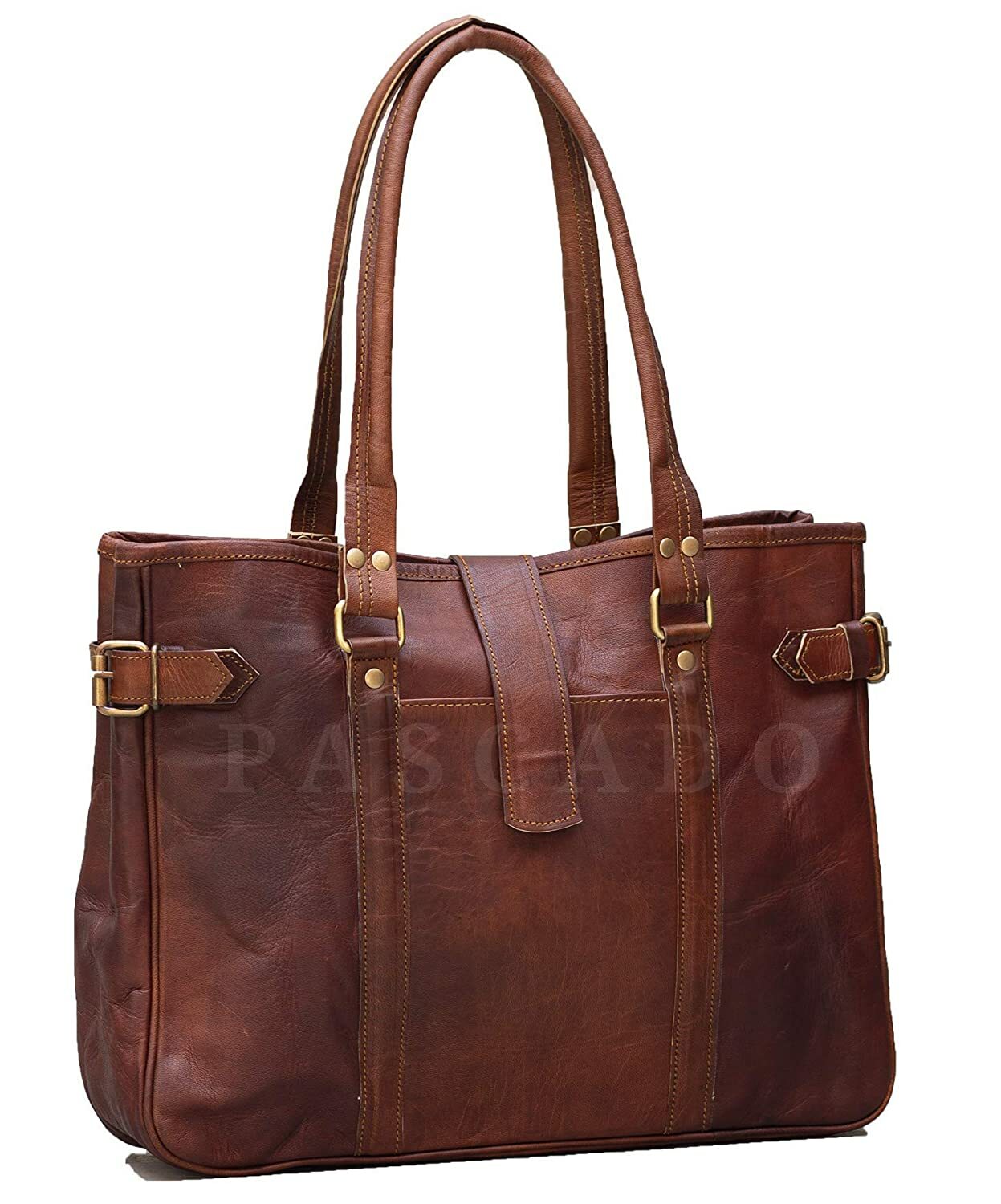 Women Rustic Brown Handmade Genuine Vintage Leather Tote Handbag Purse Bag Retro