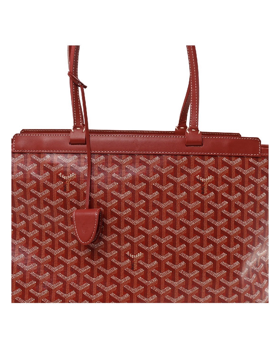 Goyard Saint Louis Large Red Goyardine Tote Bag Double Handles Clochette