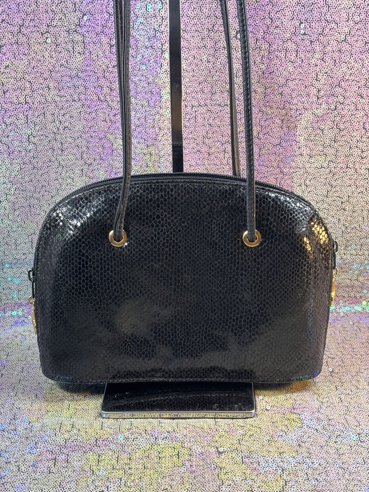 Vintage Due Fratelli Glossy Snakeskin Genuine Leather Shoulder Bag