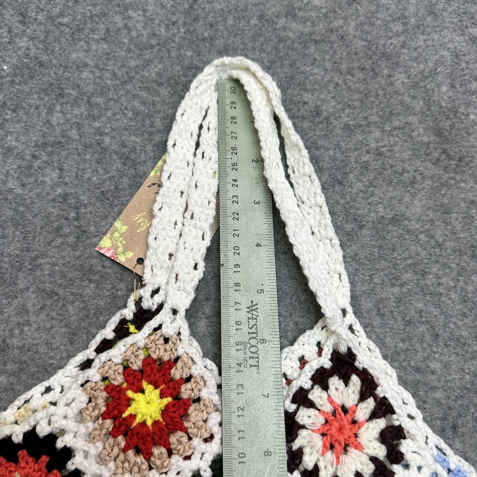 Crochet Women’s Handbag Multicolor Floral Pattern 15x13in Tote Bag